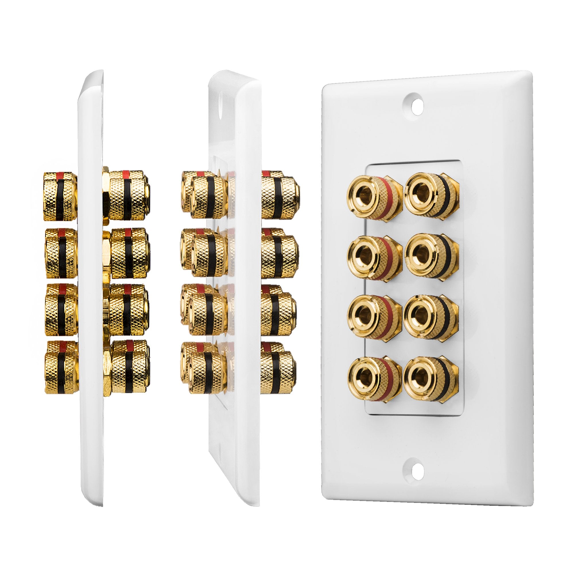 Osd Wp8 Banana Binding Post Gold Plated Terminal Decora Style For 4 Speakers (White)