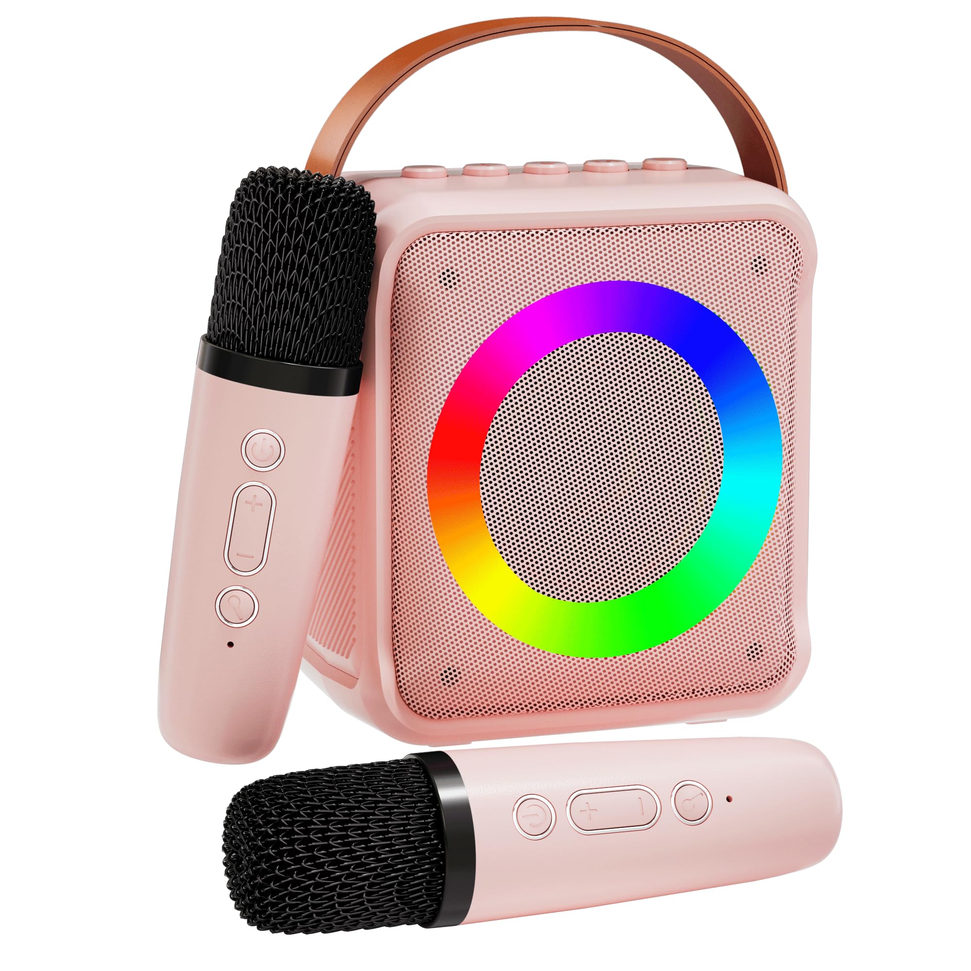 Verkb Mini Karaoke Machine For Kids Adults, Portable Bluetooth Speaker With 2 Wireless Microphones, Microphone Speaker Set With