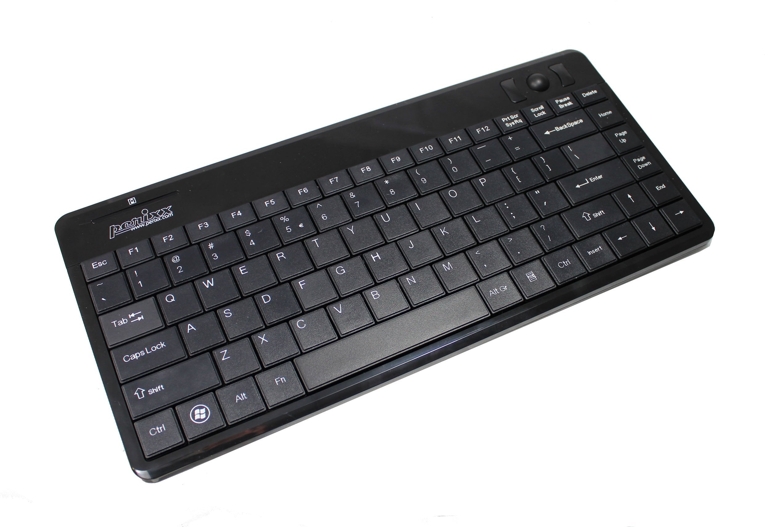 Perixx Periboard 706 Wireless Trackball Mini Keyboard, Build In 0.55 Inch Trackball For Pointing Feature, Black, Us English Layout