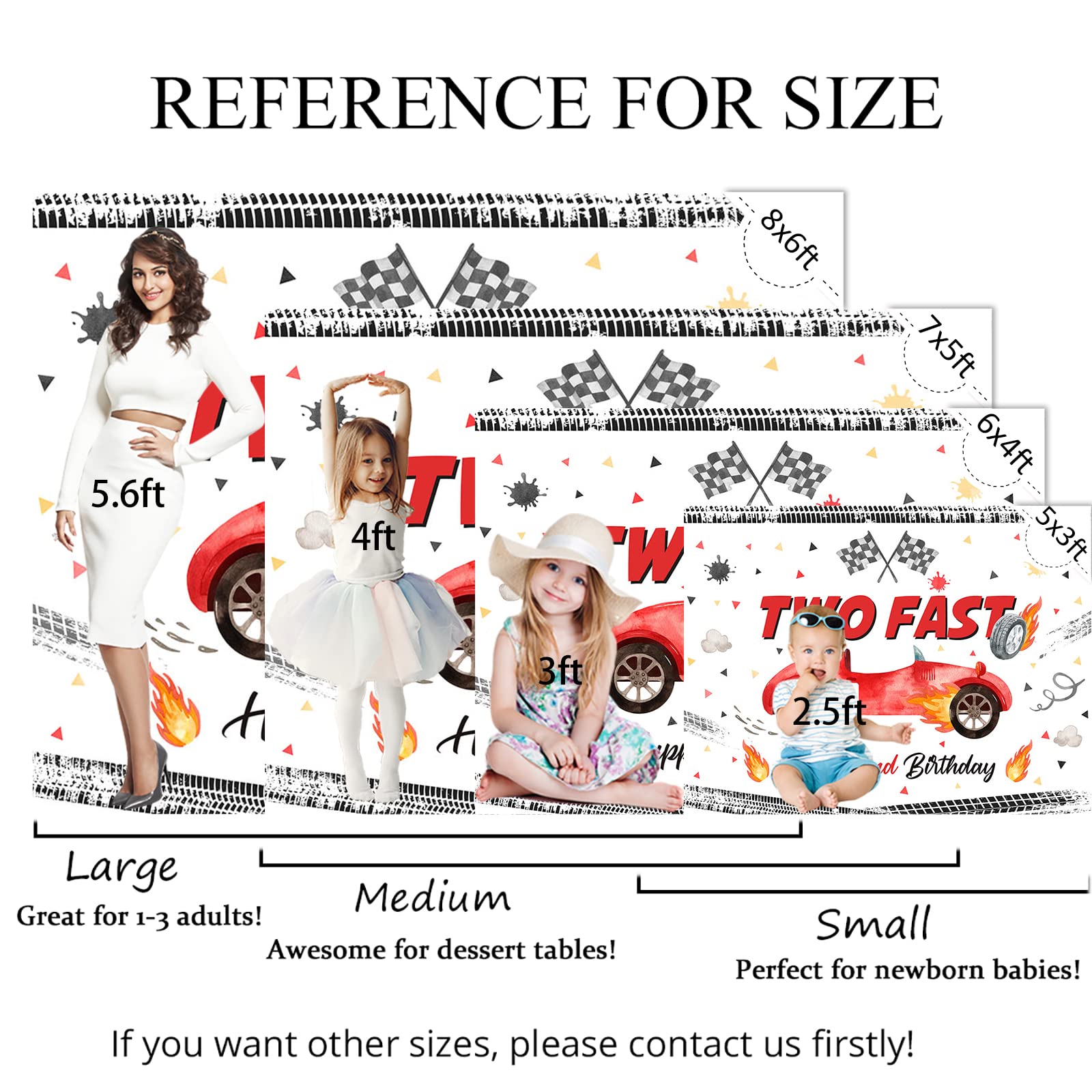 Mocsicka Two Fast Birthday Backdrop Race Car Theme Happy 2Nd Birthday Photo Background Two Fast Birthday Decorations Photography