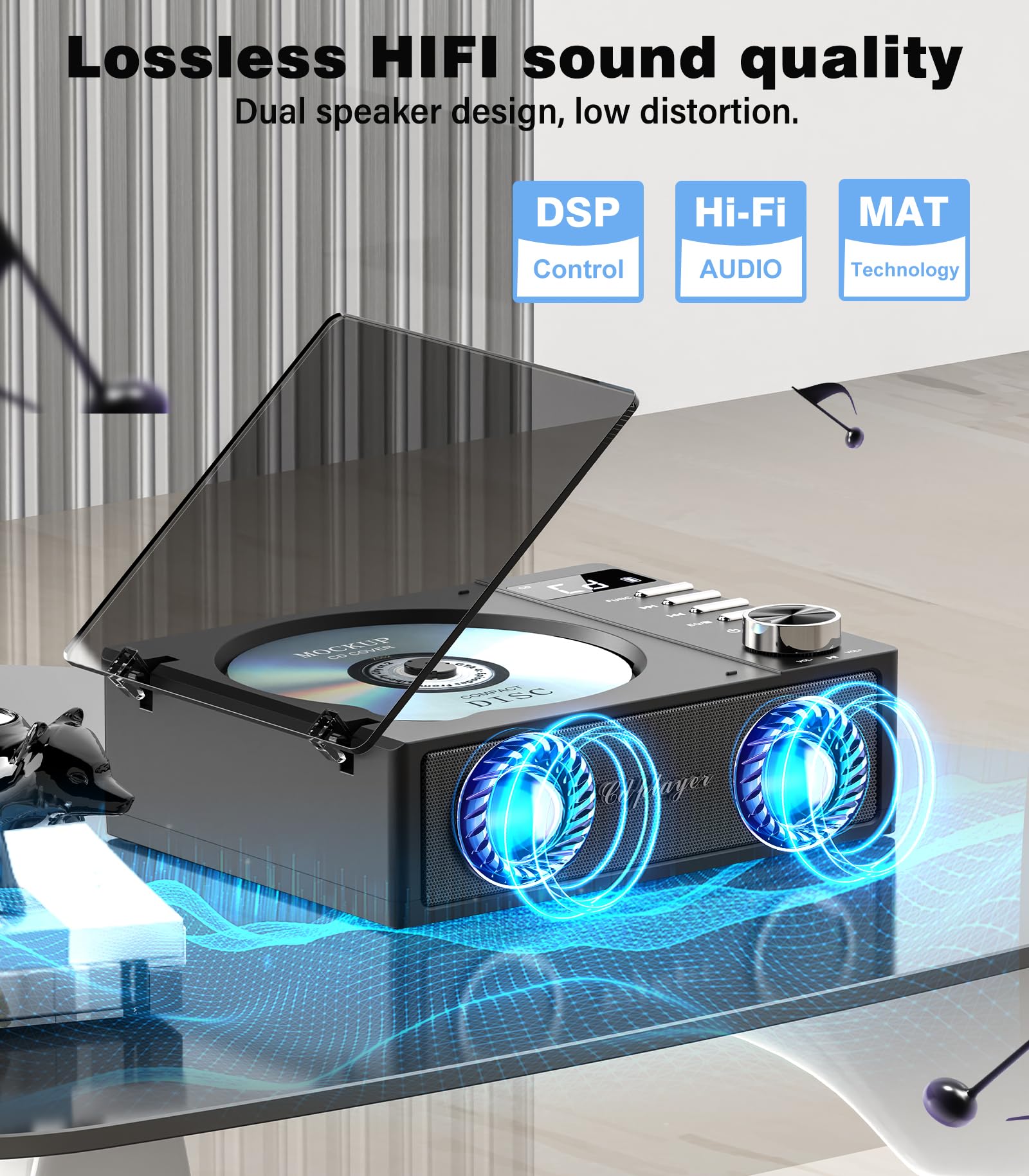 Portable Cd Player With Bluetooth 5.3, Greadio Cd Player With Speakers For Home, 4000Mah Rechargeable Retro Cd Music Player With