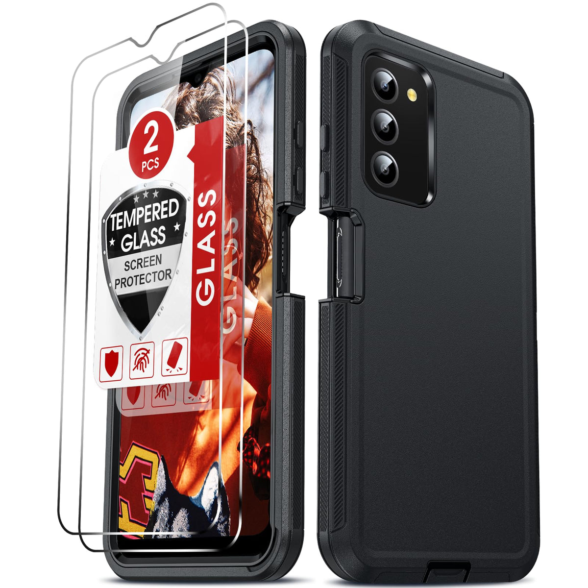 Leyi Compatible For Samsung Galaxy A03S Phone Case: Ao3S Case [Not Fit A03/ A03 Coer] With Tempered Glass Screen Protectors, 3 I