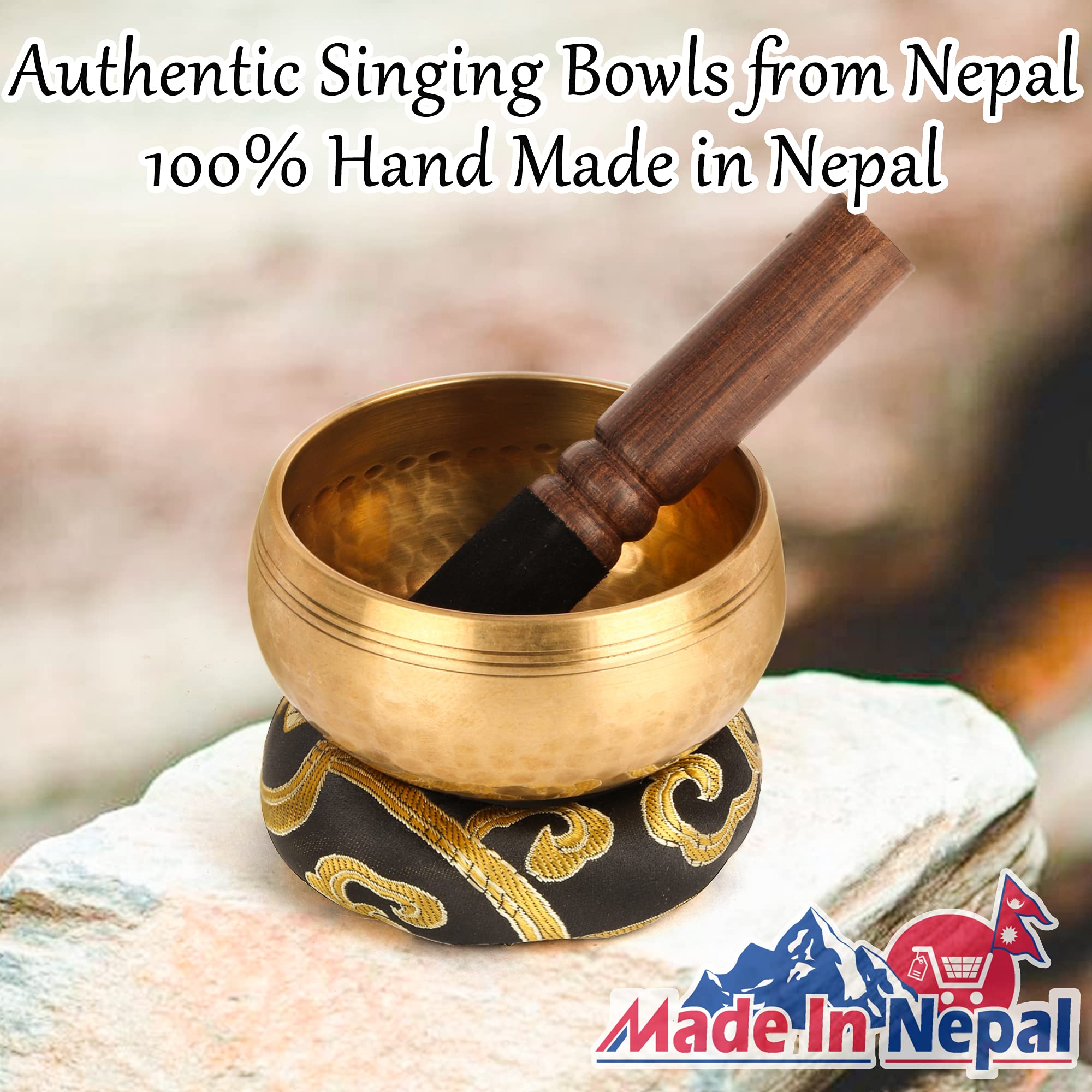 Relaehih Tibetan Singing Bowls Set-100% Hand-Hammered In Nepal Sound Bowl For Meditation, Yoga, Chakra, Meditation Accessories,