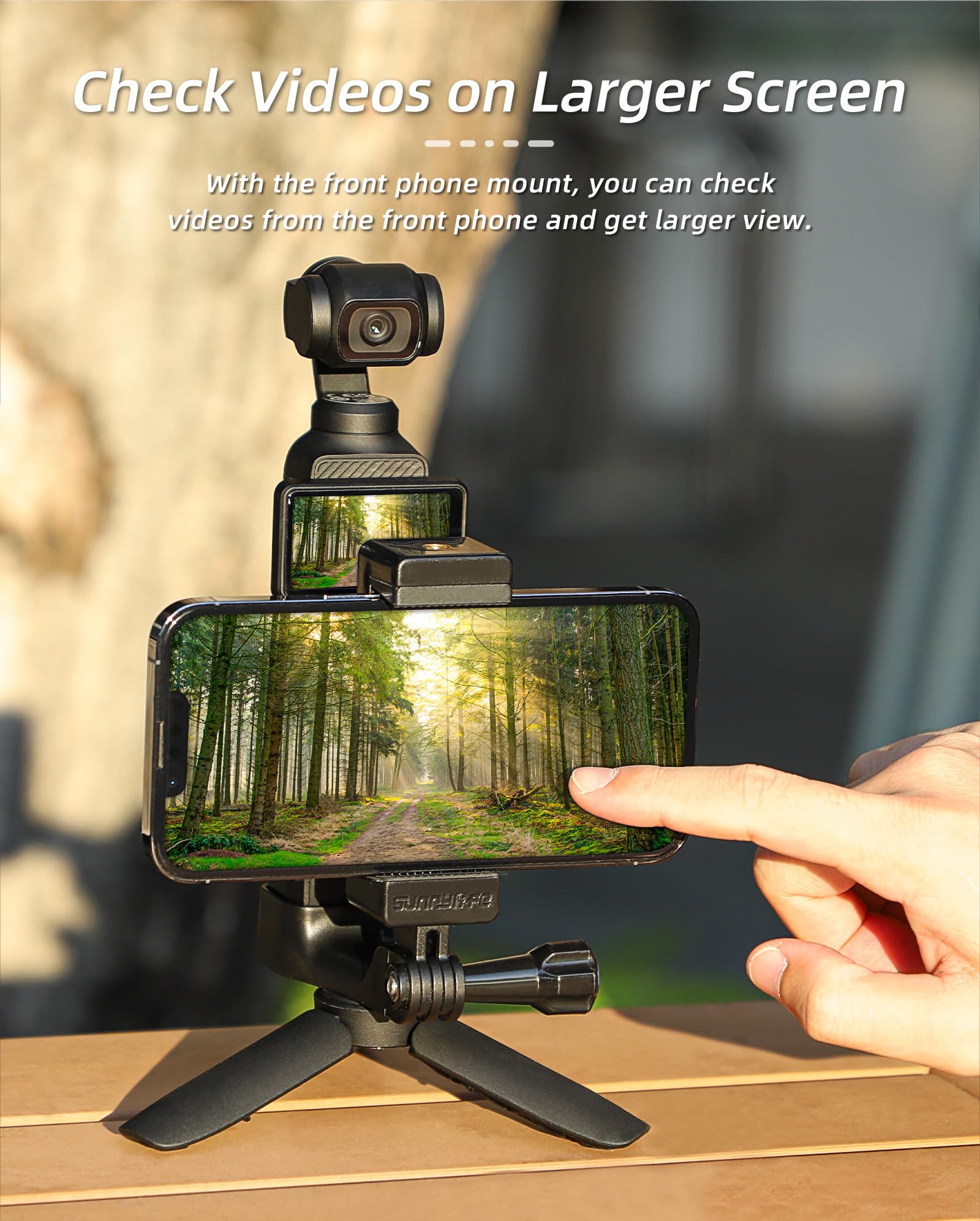 Osmo Pocket 3 Phone Holder+Osmo Pocket 3 Tripod,Front Smartphone Bracket Mount With 1/4 Screw Adapter Compatible With Dji Osmo Pocket 3 Expansion Accessories