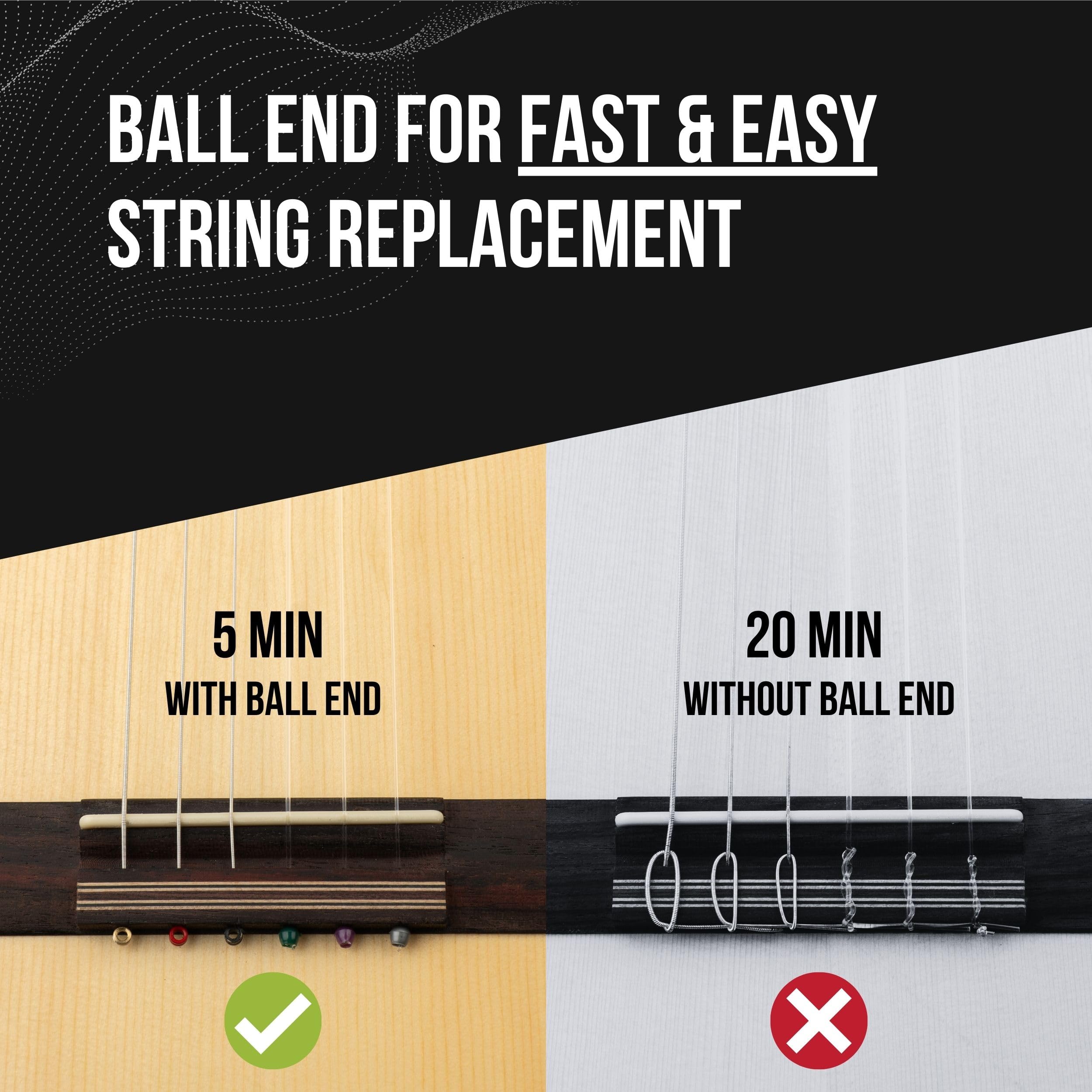 Classical Guitar Strings With Ball End   Fast&Easy Restring   5 Guitar Accessories Inside   Silver Nylon Guitar Strings For Clas