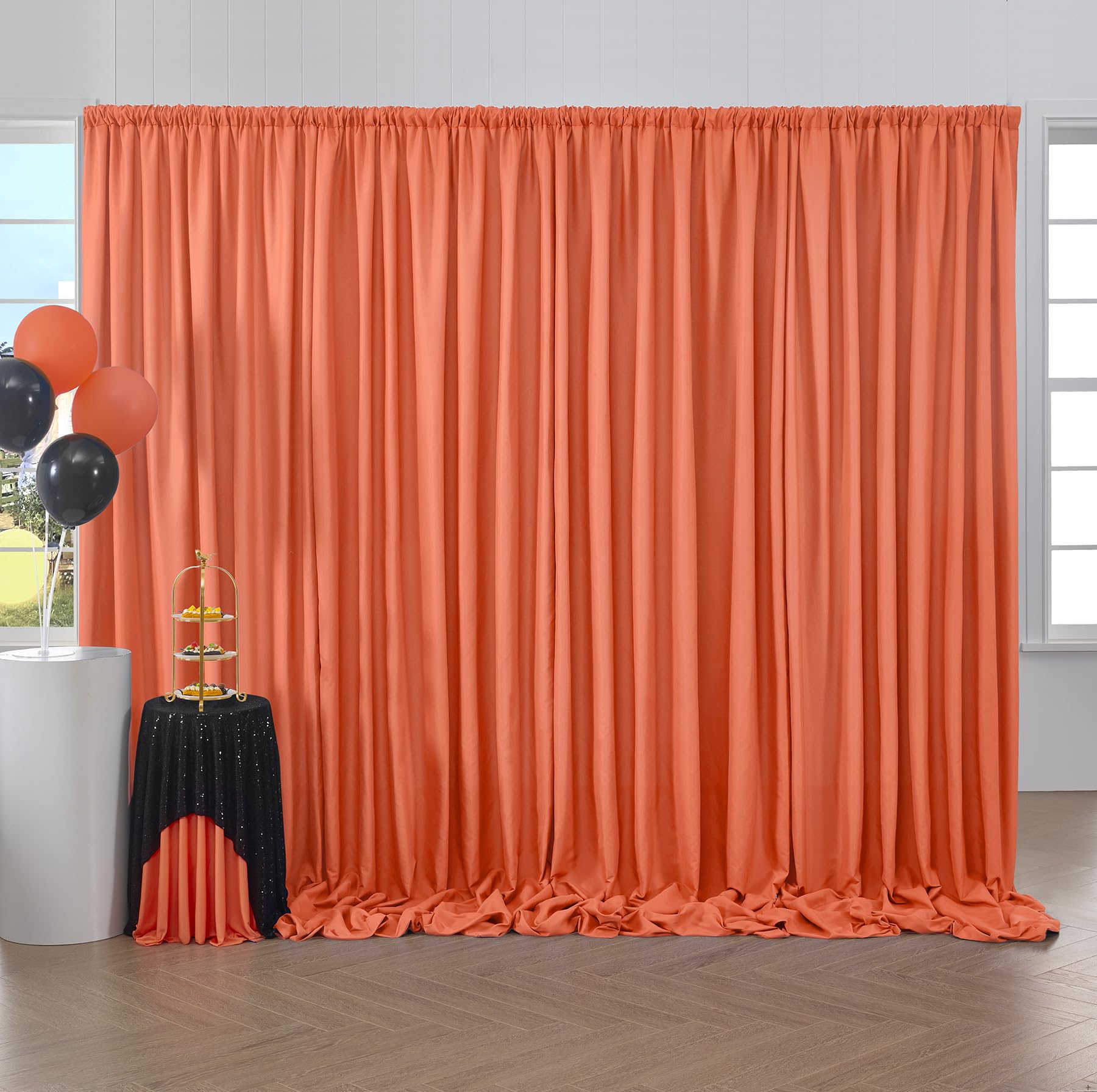20X10Ft Black Backdrop Curtains For Party, 4 Panels 5X10Ft Thick Polyester Backdrop Drapes, Wrinkle Resistant Photography Backgr