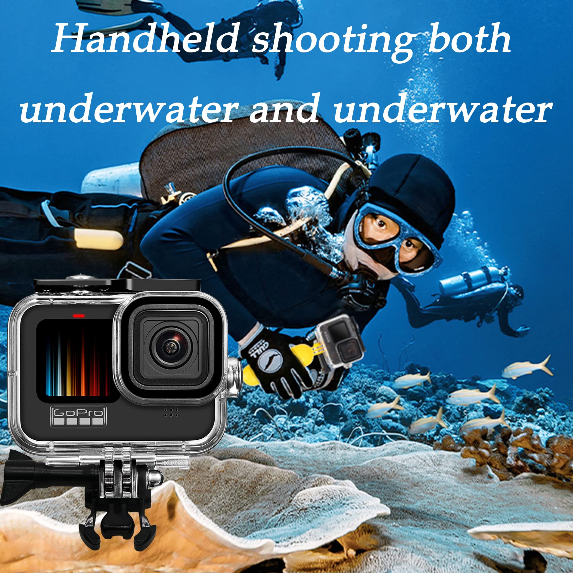 Zlmc 60M Waterproof Case For Gopro Hero 12 11 10 9 Black, Protective Underwater Dive Housing Shell + Holding Selfie Stick Floati