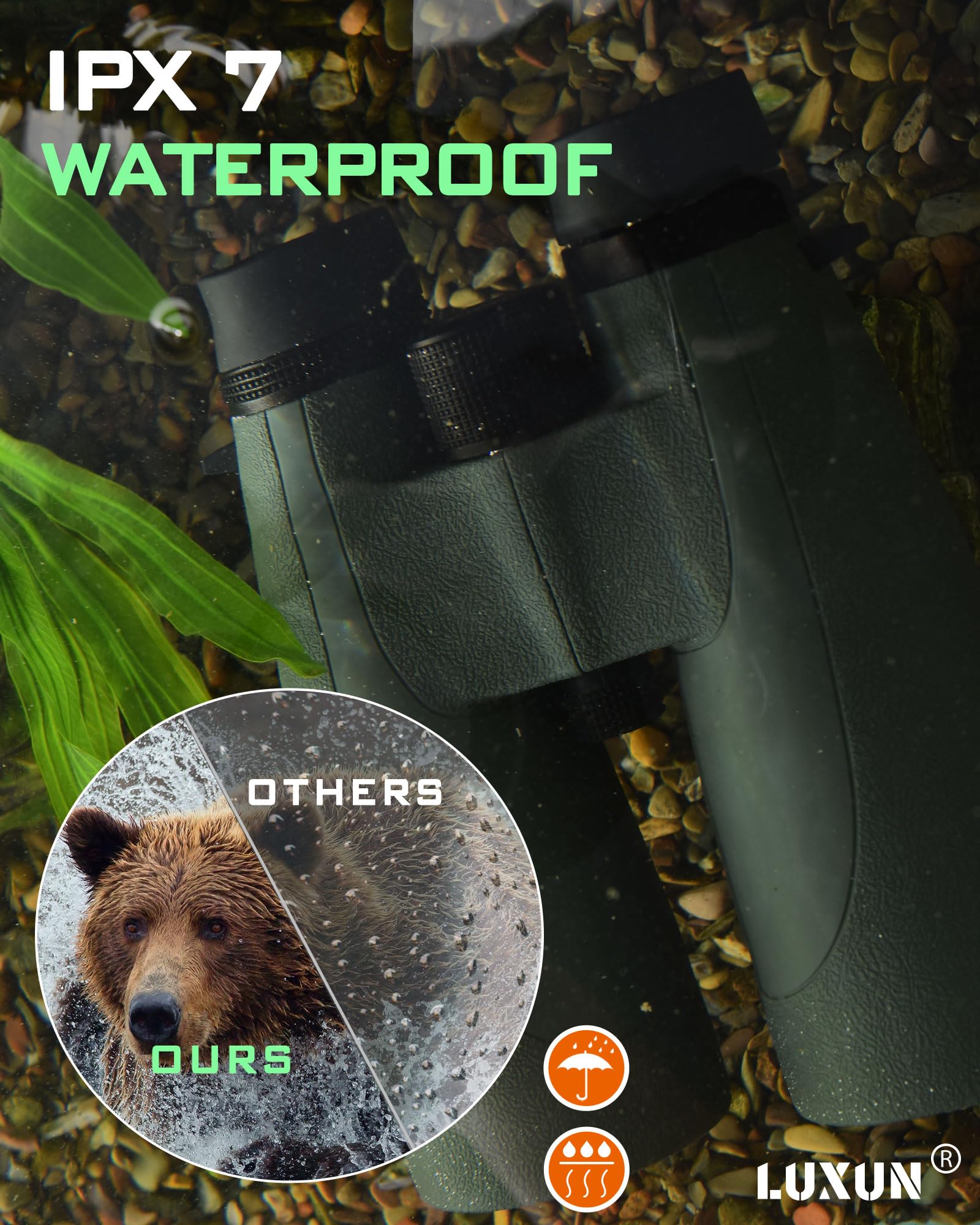 Luxun 15X56 Binoculars For Adults High Powered With Hd Optical System, Bak4 Prism & Fmc Coating Waterproof Binoculars For Huntin