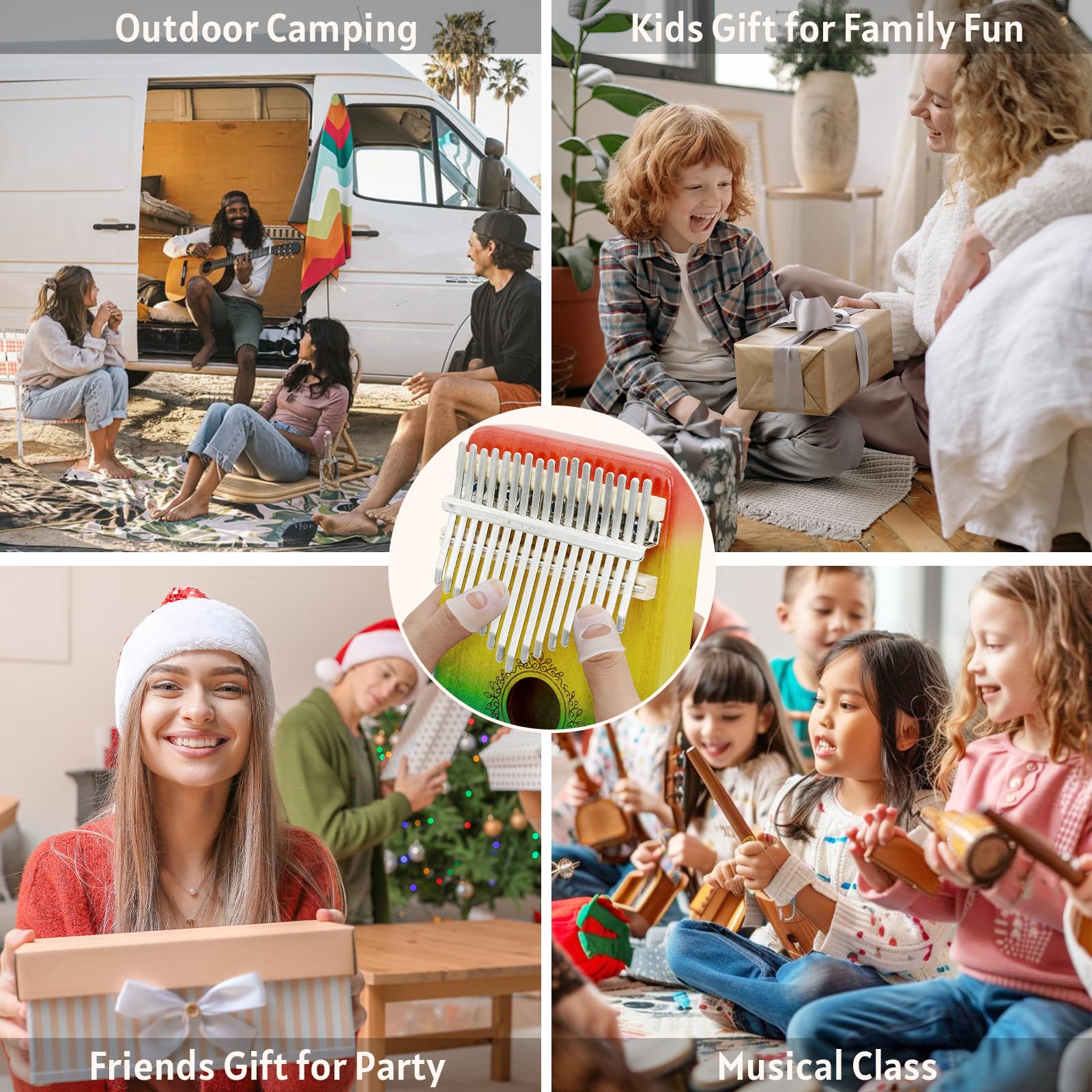 17 Key Kalimba Thumb Piano - Portable Finger Piano With Tuning Hammer & Study Guide, Premium Wood, Unique Musical Gift For Adult