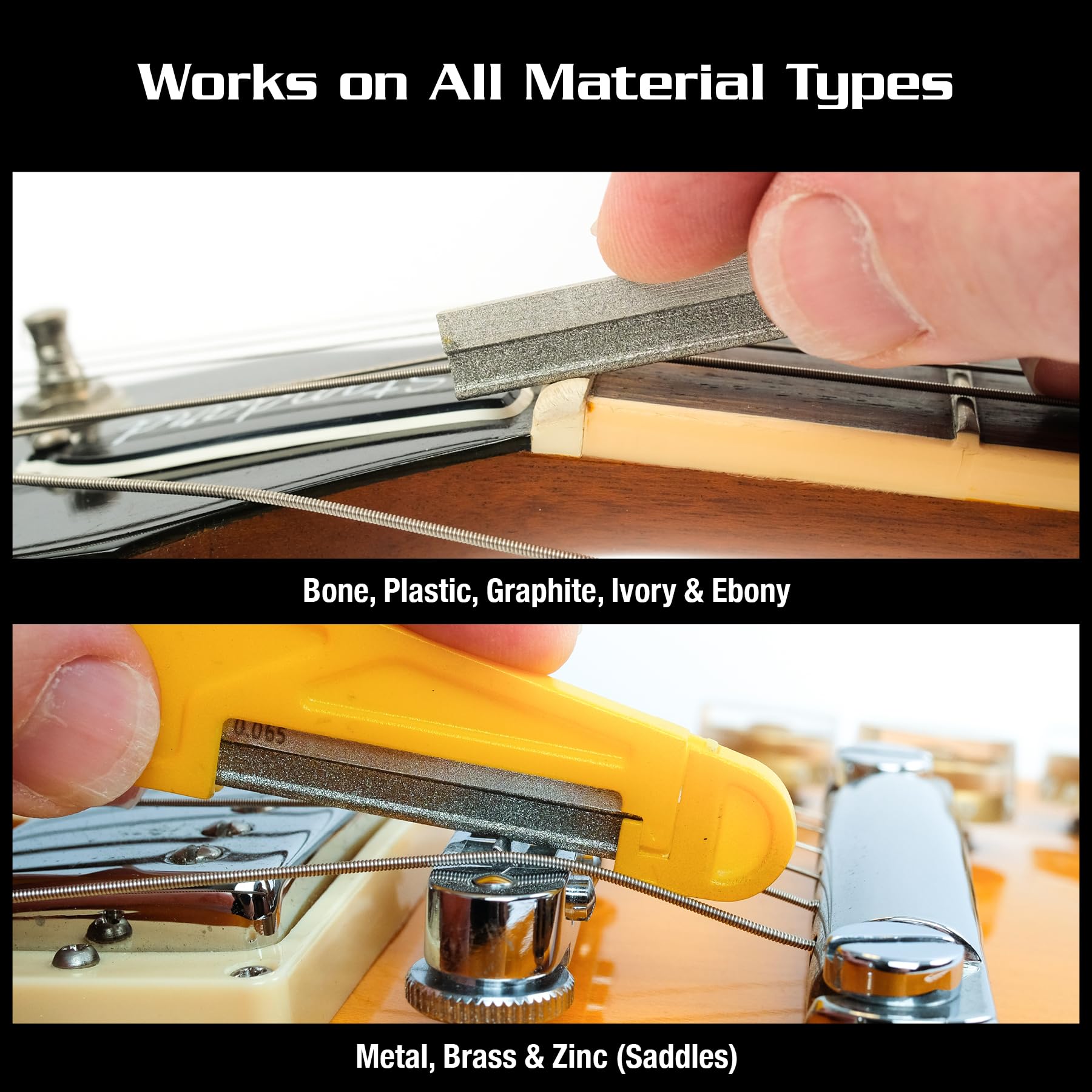 Musicnomad Mn673 5 Pc. Diamond Coated Bass Nut Slotting File Set, With Storage Case