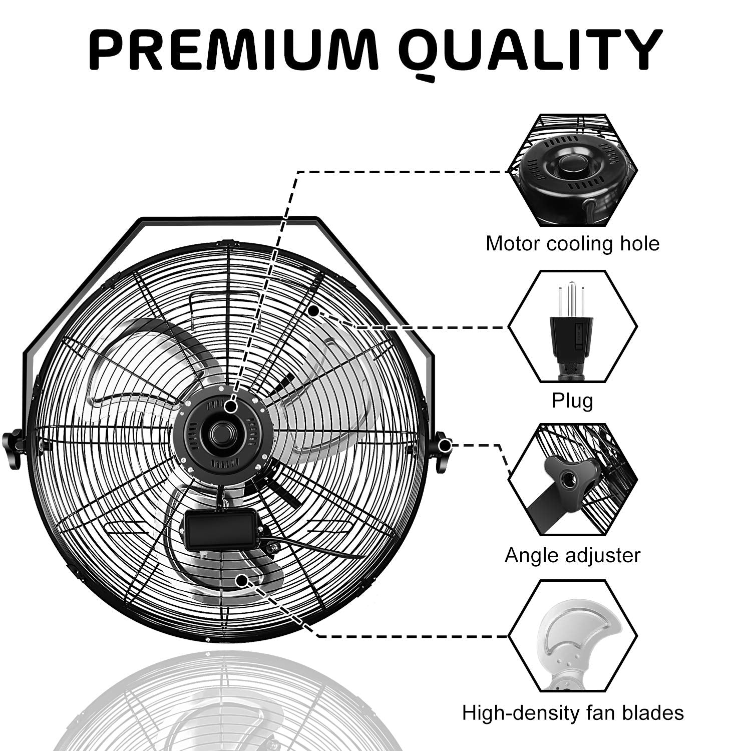 Simple Deluxe 20 Inch High Velocity 3 Speed, Black Wall Mount Fan