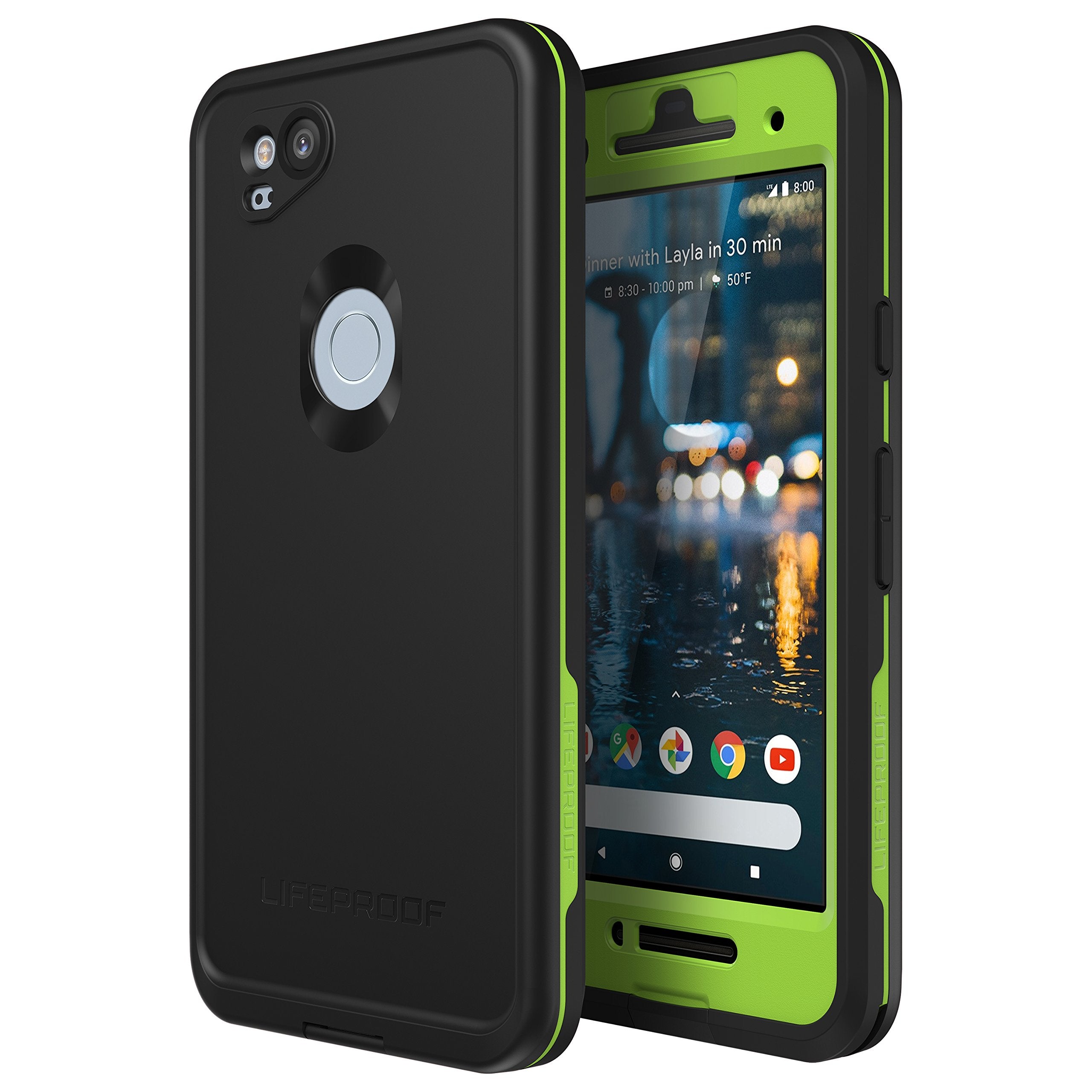Lifeproof Fre Series Waterproof Case For Google Pixel 2   Retail Packaging   Night Lite (Black/Lime)