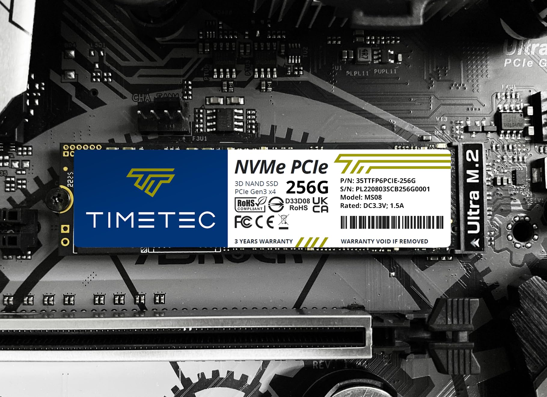 Timetec 256Gb Ssd Nvme Pcie Gen3X4 8Gb/S M.2 2280 3D Nand High Performance Slc Cache Read/Write Speed Up To 2,000/1,600 Mb/S Internal Solid State Drive For Pc Laptop And Desktop