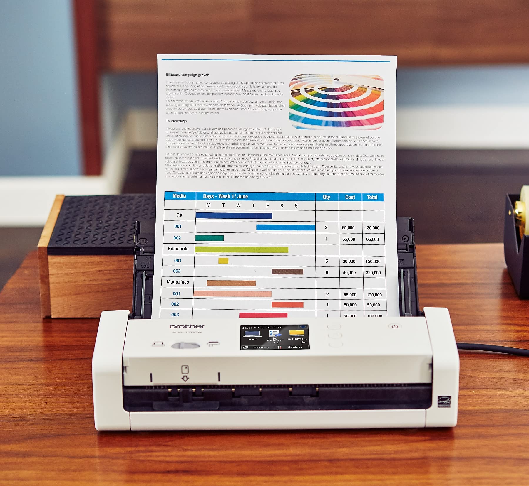 Brother Wireless Document Scanner, Ads-1700W, Fast Scan Speeds, Easy-To-Use, Ideal For Home, Home Office Or On-The-Go Profession