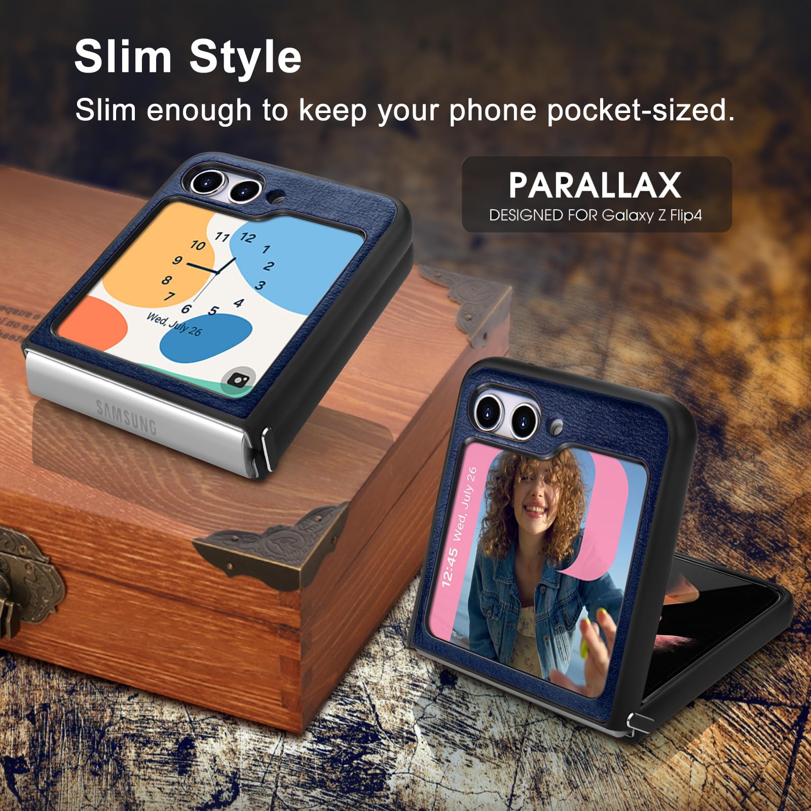 Belemay For Samsung Galaxy Z Flip 5 Case Genuine Leather+Soft Tpu Bumper Protective Slim Fit Shockproof Thin Samsung Z Flip5 Pho