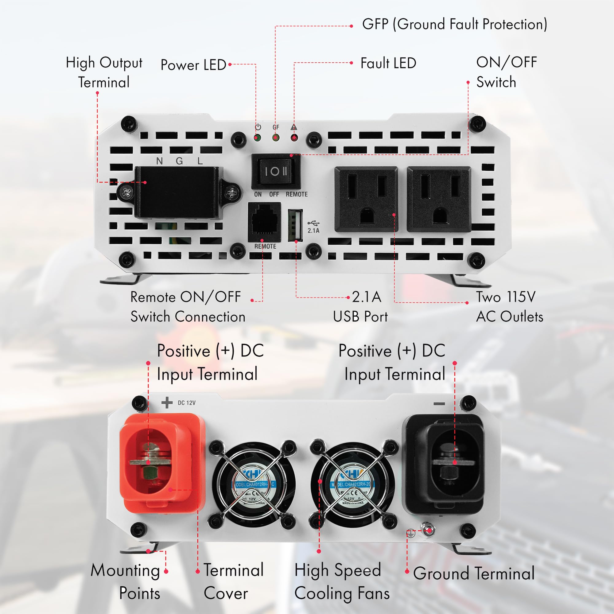 Wagan El3804 Pure Line Inverter 1000 Watt Dc 12V To 110V Ac Car Pure Sine Wave Power Inverter For Home Rv Camping Van Life Off G