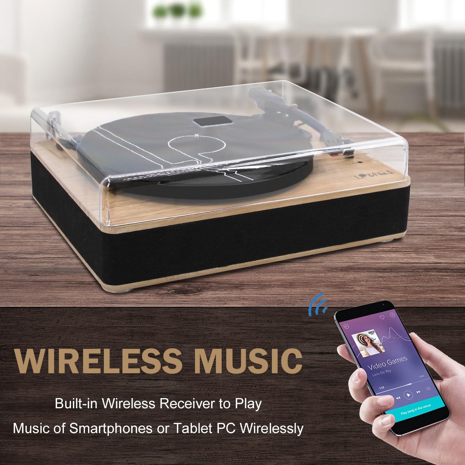 Vinyl Record Player 3 Speed Belt Drive Turntable With Stereo Speakers And Usb Play&Recording (Light Wood)