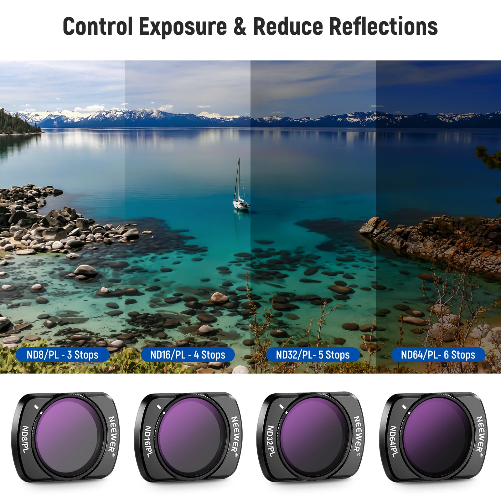 NEEWER Magnetic Camera Filter Set for DJI OSMO Pocket 3 - 14 Pack ND, CPL, ND/PL, Diffusion, LPR Filters Aluminum Frame