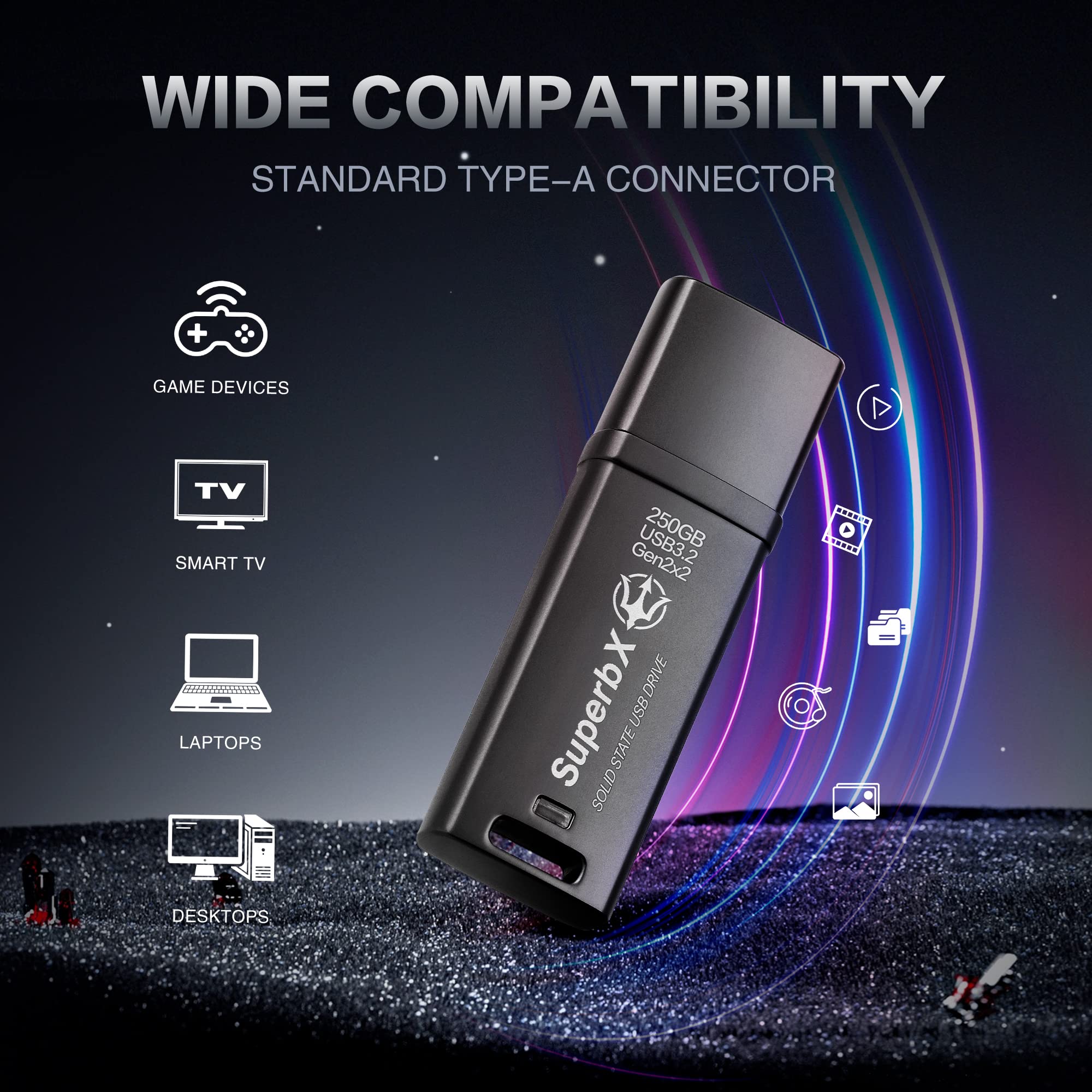 Tridenite Portable Ssd 250Gb Solid State Usb Drive, Usb 3.2 Gen2X2 Superspeed+, Uasp Compatible, Superbx Metal Body Protection.