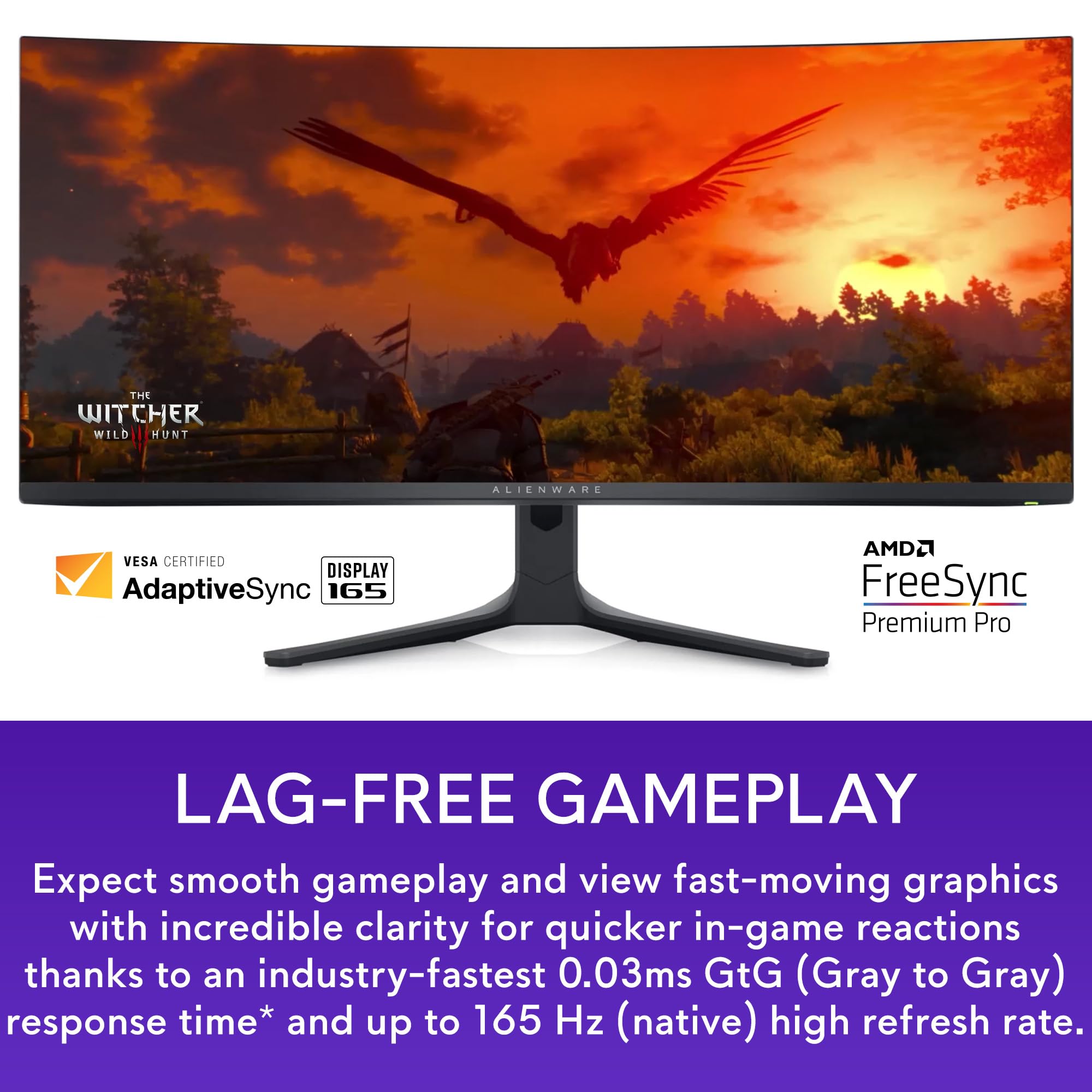 Alienware AW3423DWF 34 Curved QD-OLED Gaming Monitor - 165Hz, 0.1ms, 99.3% DCI-P3, VESA