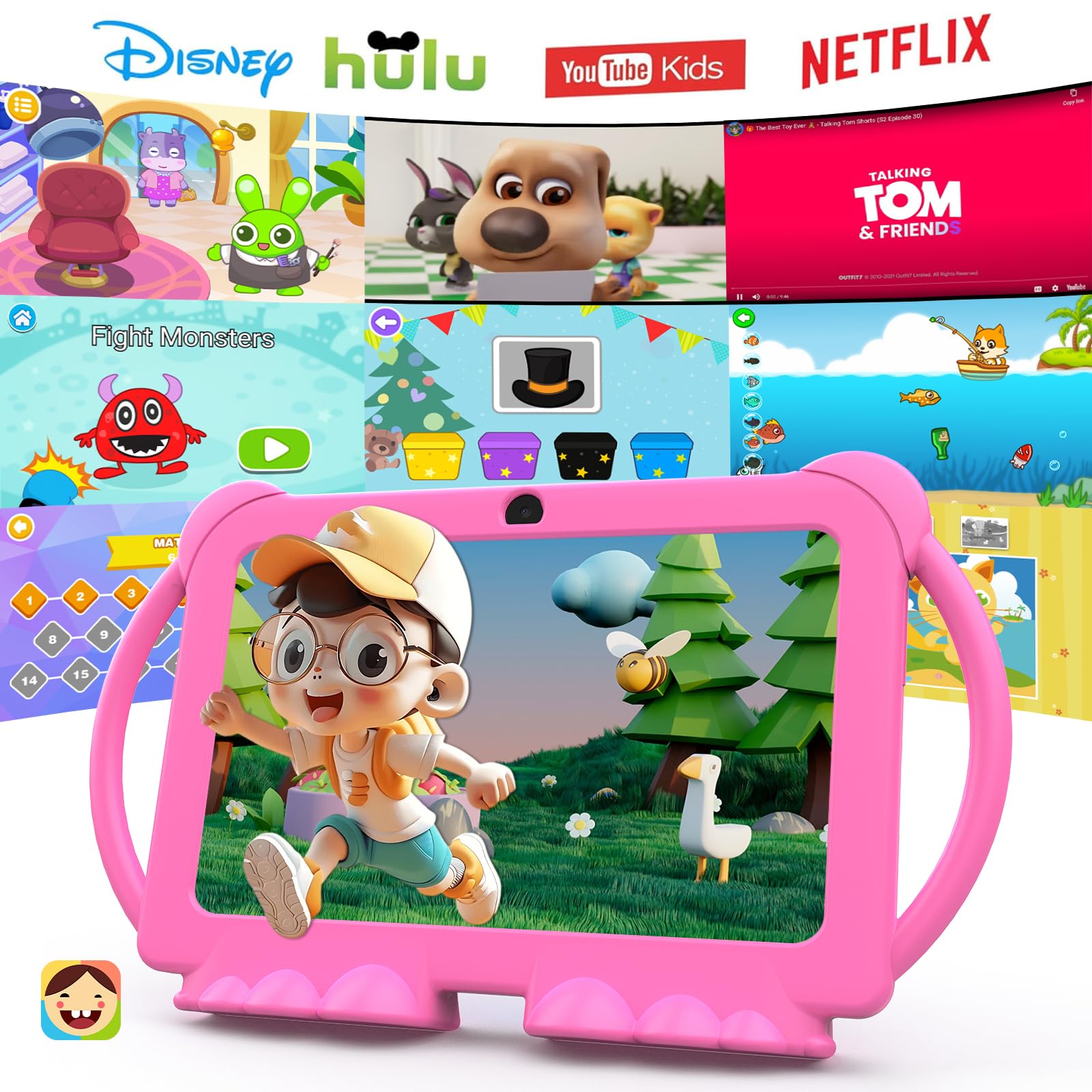 Peicheng Kids Tablets, Android 12 Tablet For Kids, 4Gb Ram 32Gb Rom Toddler Tablet 7 Inch Ips Screen, Parental Control, 2+5Mp Du