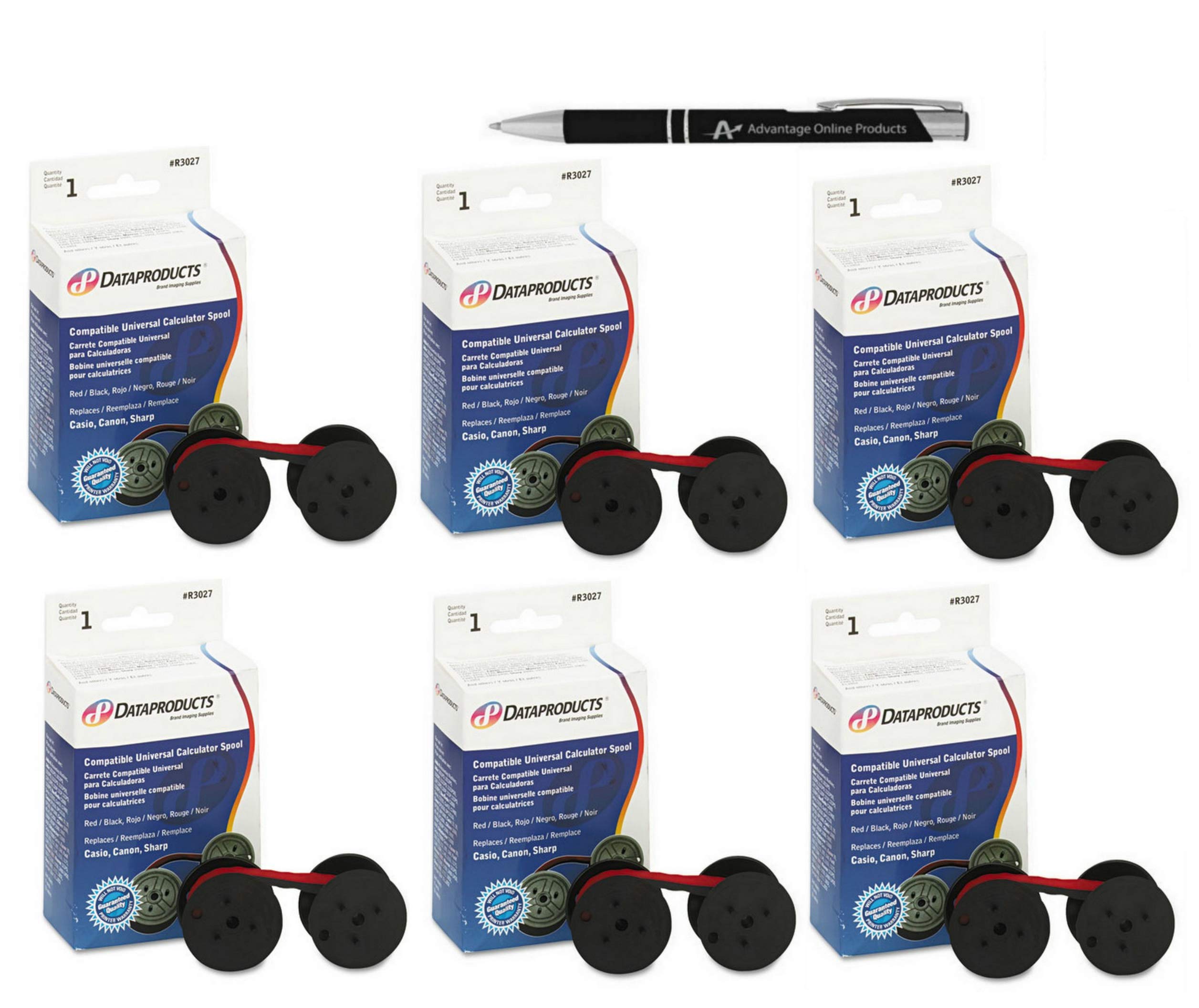 Value Bundle 6 Pack Dataproducts R3027 Two Spool Universal Calculator Ribbon (C Wind), Nylon Includes Advantageop Gunmetal Retra