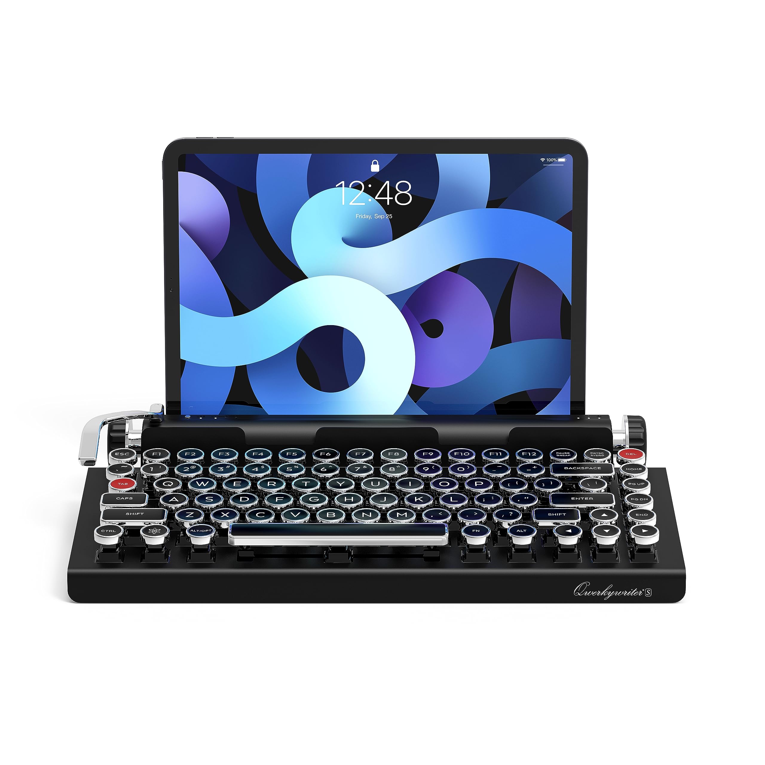 Qwerkytoys Qwerkywriter S Typewriter Inspired Retro Mechanical Wired & Wireless Keyboard With Tablet Stand