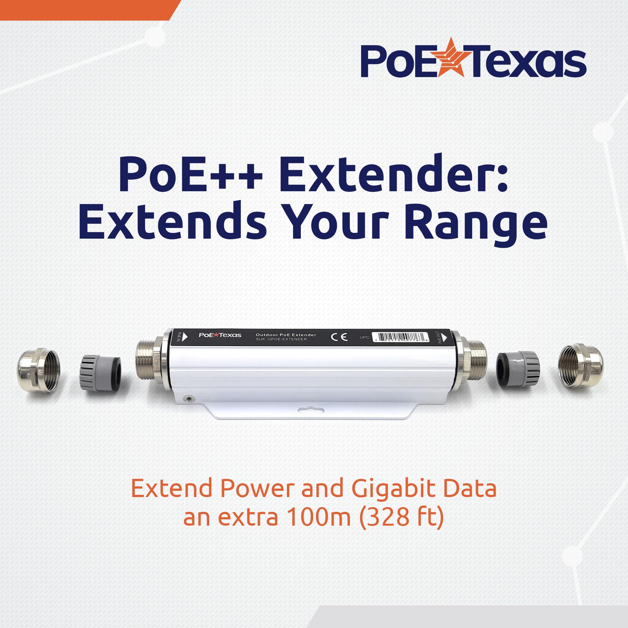 Poe Texas Poe++ Extender   Outdoor Poe Repeater   Ip67 Waterproof And Direct Burial Capable   High Speed Ethernet Booster Extend