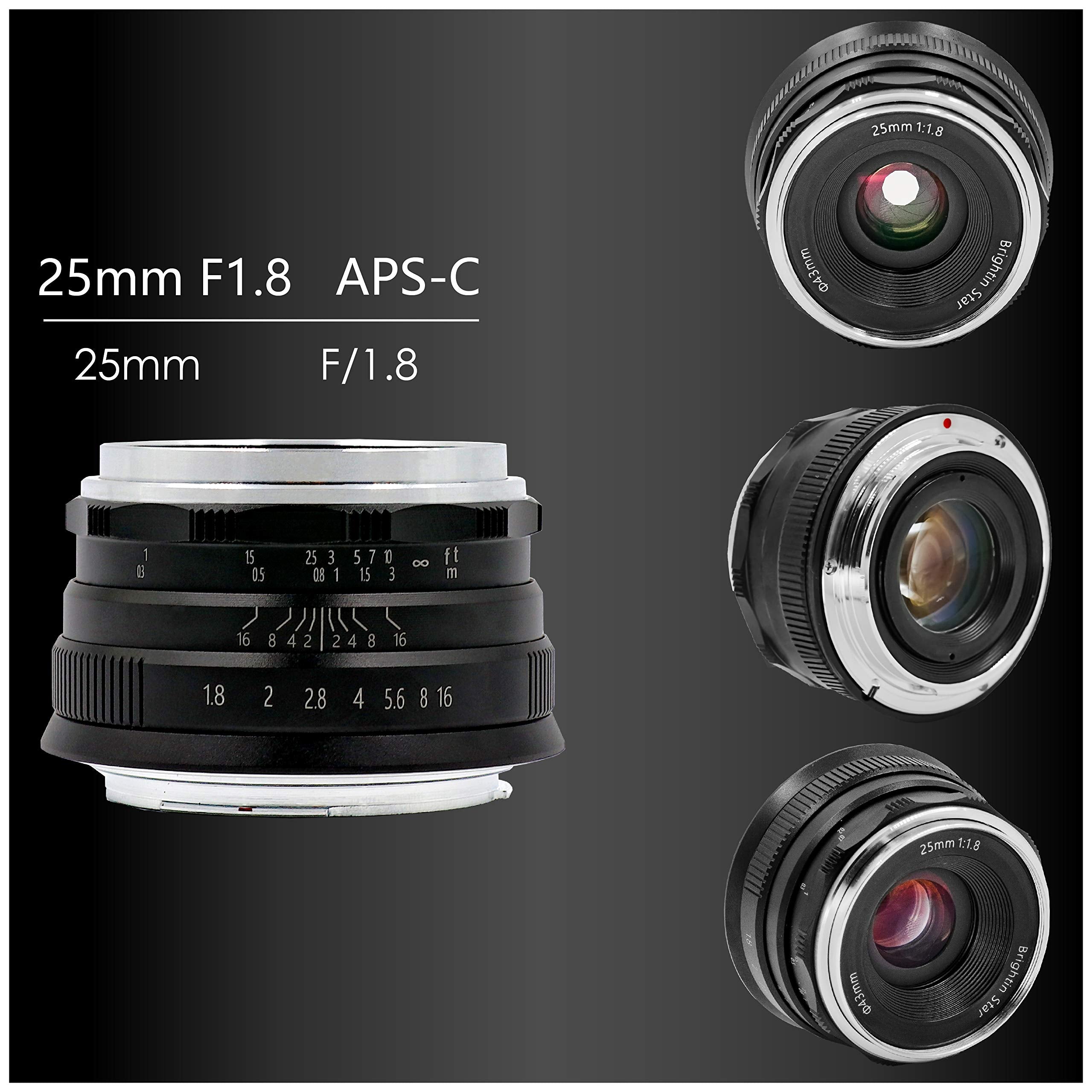 Brightin Star 25Mm F1.8 Wide Angle Manual Focus Prime Lens For Fujifilm Xf Mount Mirrorless Cameras  Aps C Mf Large Aperture Fix