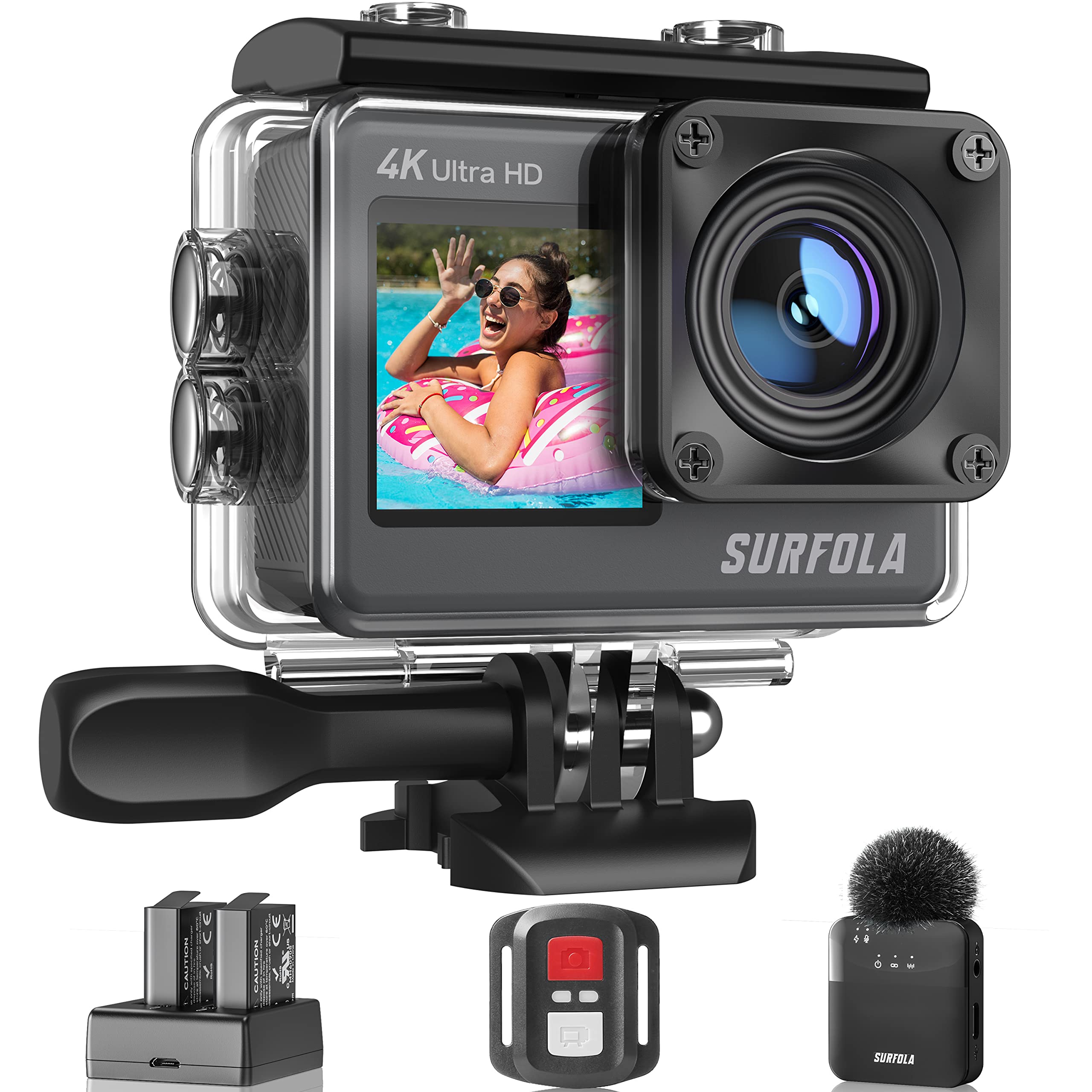 Waterproof Action Camera 4K Ultra Hd 60Fps 24Mp 40M Underwater Helmet Vlog Wifi Camera,8X Zoom Touch Dual Screen Eis Stabilizati