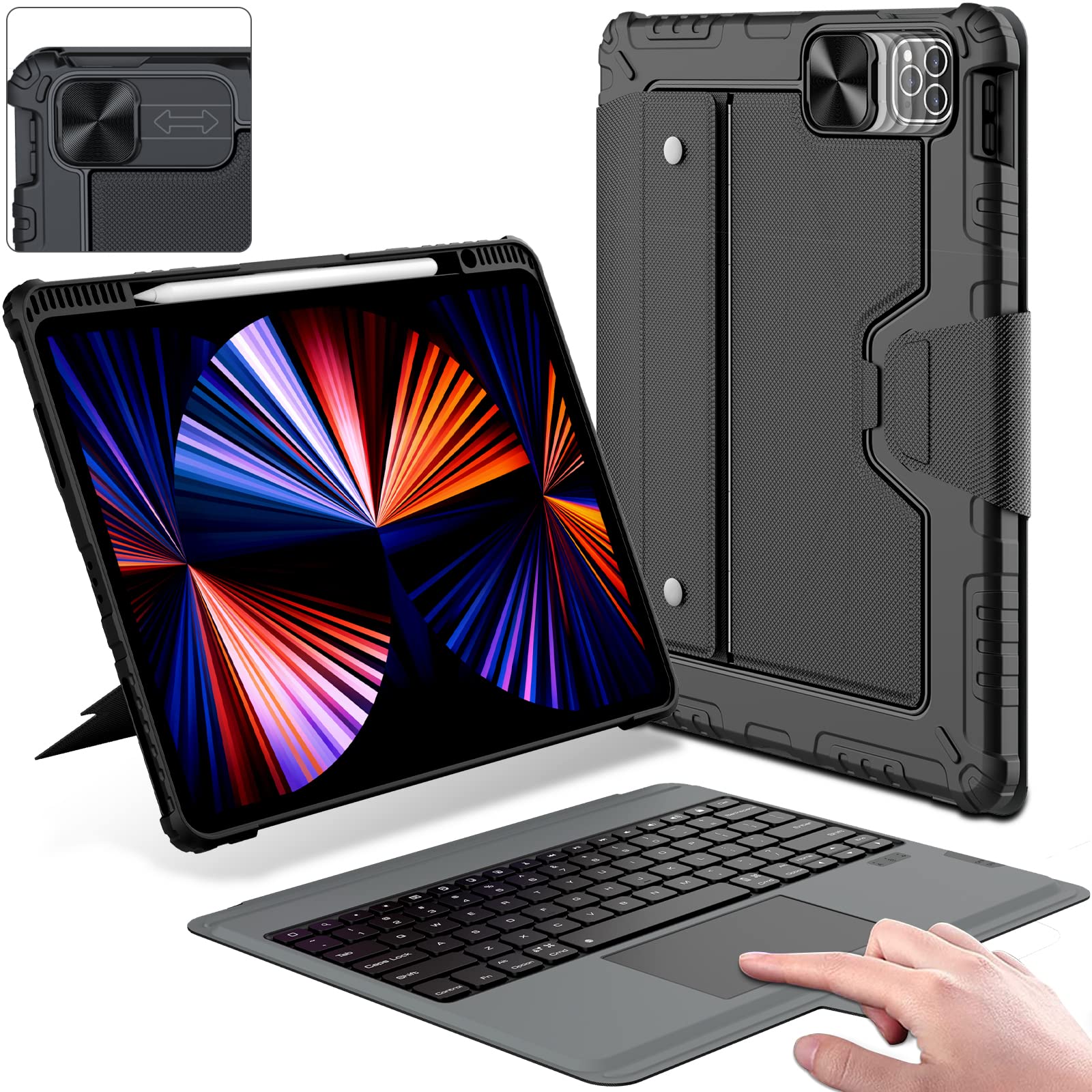Nillkin Ipad Pro 12.9 Case With Keyboard, Keyboard Case For Ipad Air 13 2024 (M2) And Ipad Pro 6Th/3Rd/4Th/5Th Gen With Slide Co
