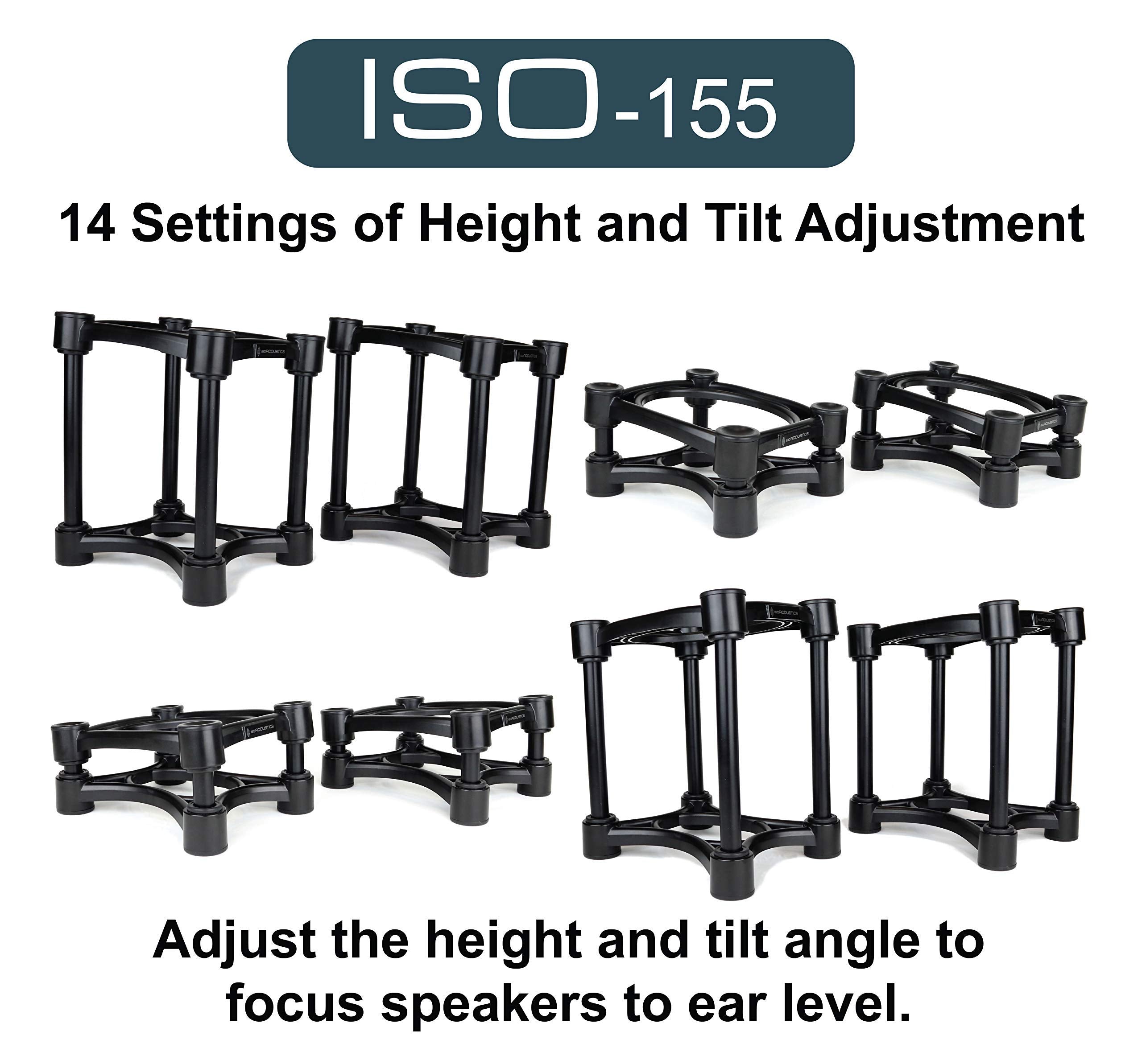 Isoacoustics Iso Stand Series Speaker Isolation Stands With Height & Tilt Adjustment: Iso 155 (6.1    X 7.5   ) Pair