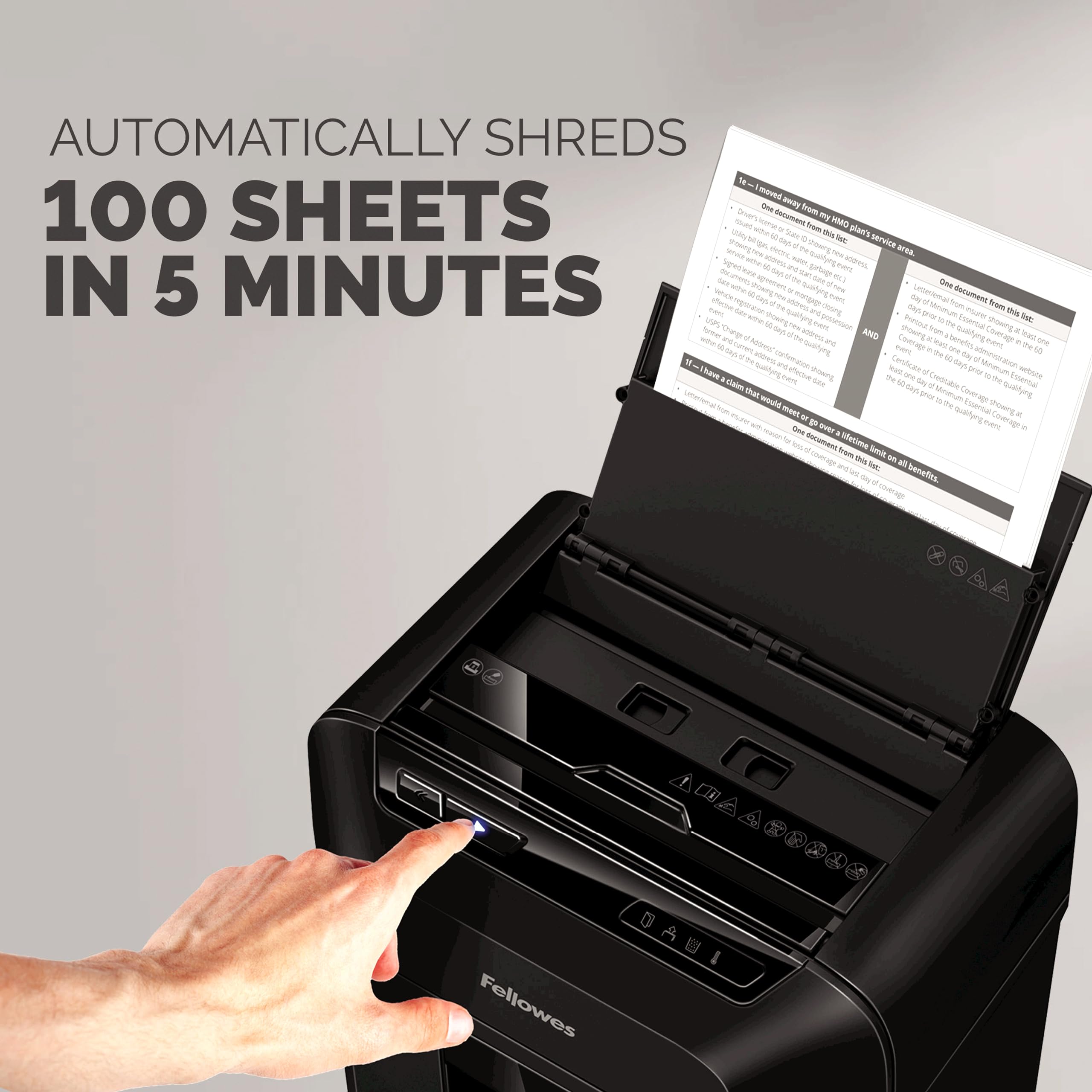 Fellowes Automax 100Ma 100 Sheet Micro Cut Autofeed 2 In 1 Paper Shredder For Office/Small Office