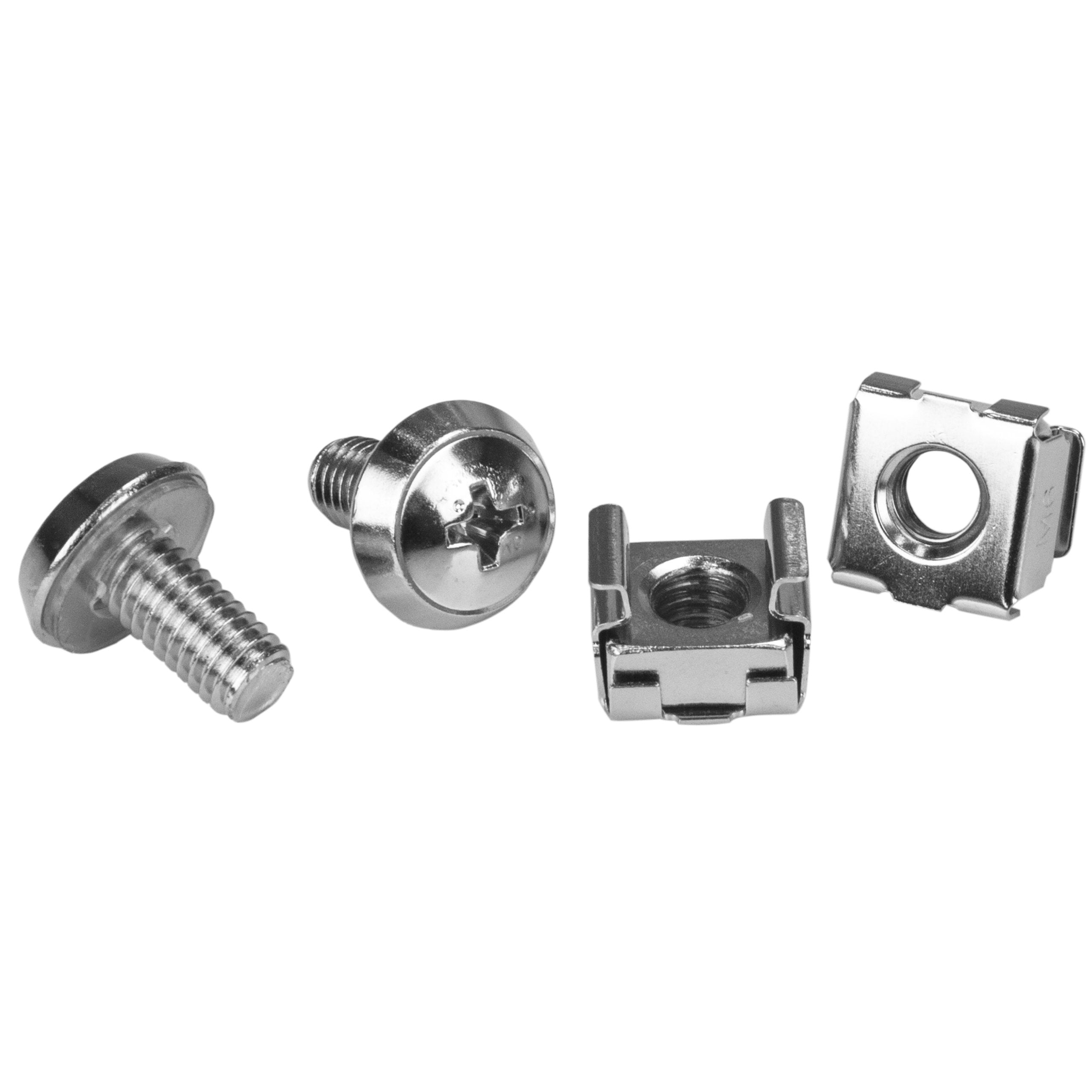 Startech.Com M6 Screws And Cage Nuts   100 Pack   M6 Mounting Screws And Cage Nuts For Server Rack And Cabinet   Silver (Cabscre