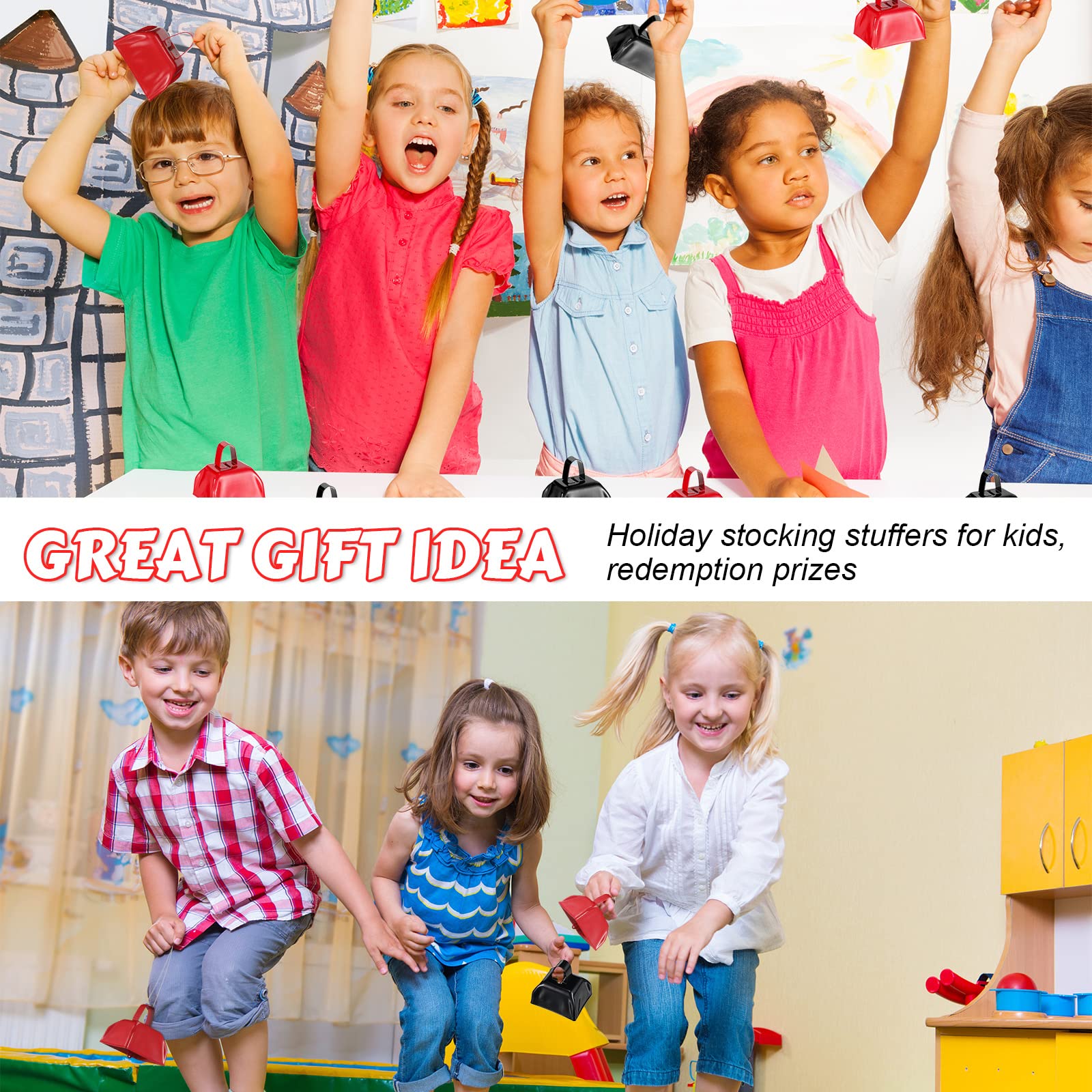 Yeshone 24 Pcs Metal Cowbell With Handle Cow Bells Noise Makers For Sporting Events Small Loud Noisemaker Cow Bell For Wedding C