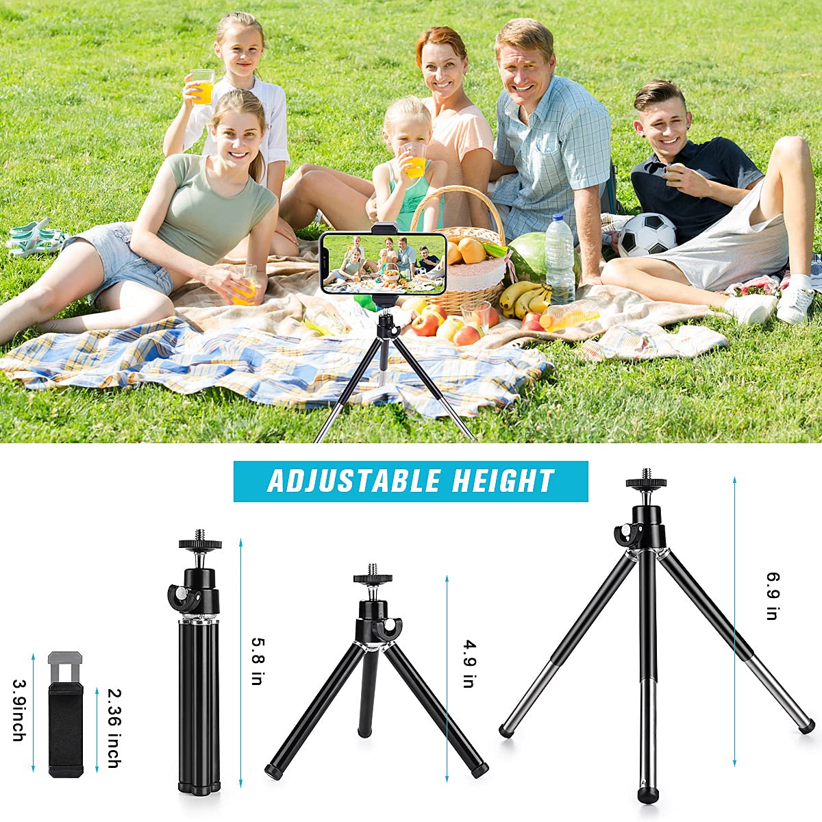 Mini Tripod For Webcam And Phone, Metal Extendable Webcam Stand With Phone Holder, Tripod For Webcam Black