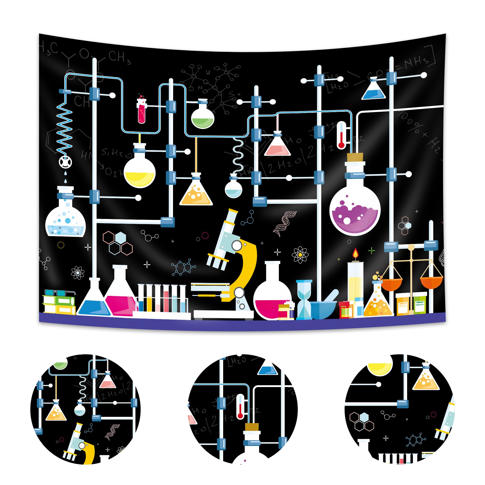 Imirell Chemical Science Birthday Backdrop 7Wx5H Feet Experiments For Kids Boys Chemistry Lab Mad Scientist Research Polyester F