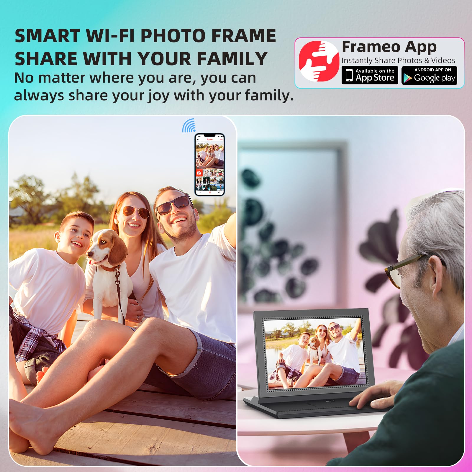 Nbtous 3 In 1 10.1'' Wifi Digital Picture Frame With Charging Station.15W For Phone And 5W For Earbuds. Internal 32Gb Storage, F