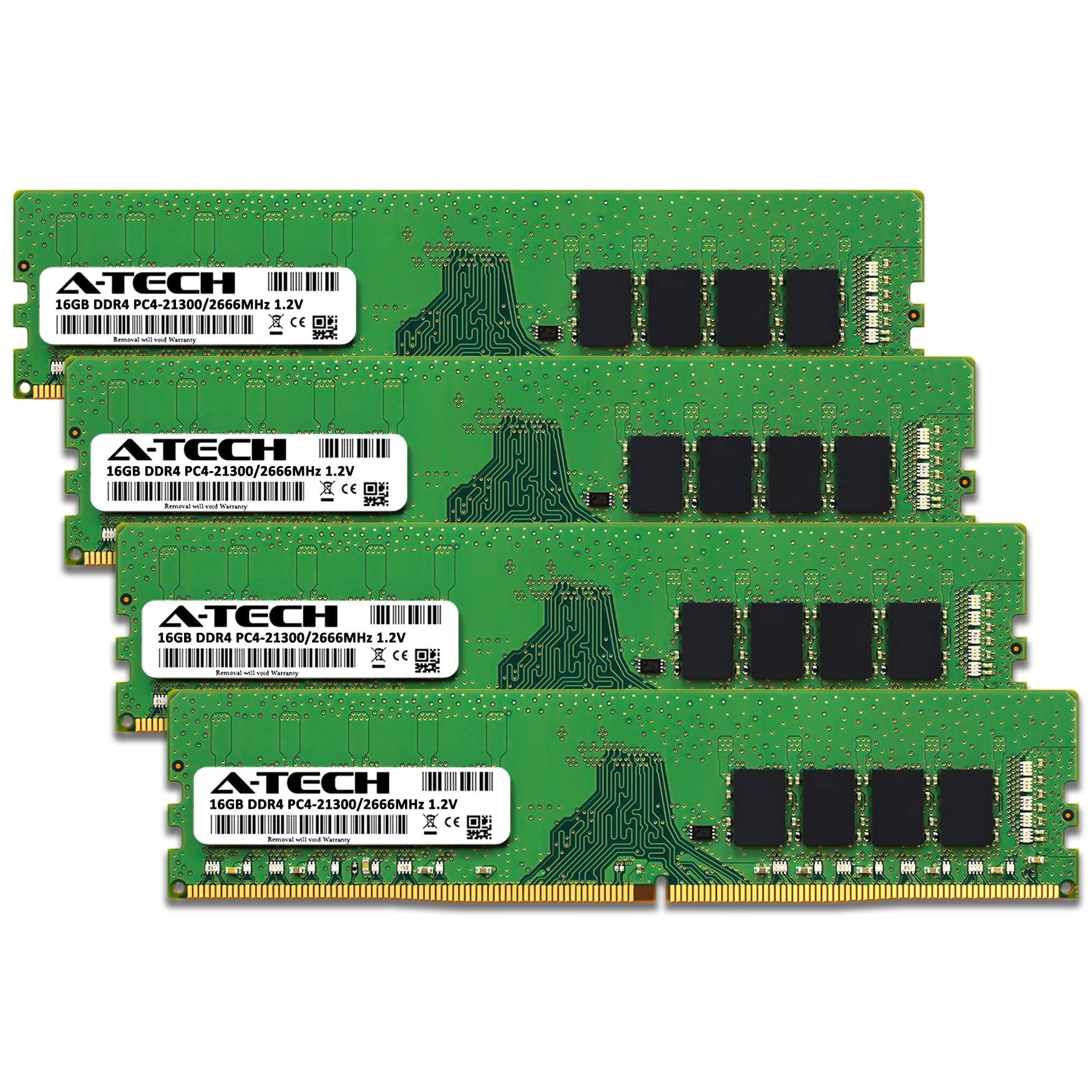 A Tech 64Gb (4X16Gb) Ddr4 2666 Mhz Udimm Pc4 21300 (Pc4 2666V) Cl19 Dimm Non Ecc Desktop Ram Memory Modules