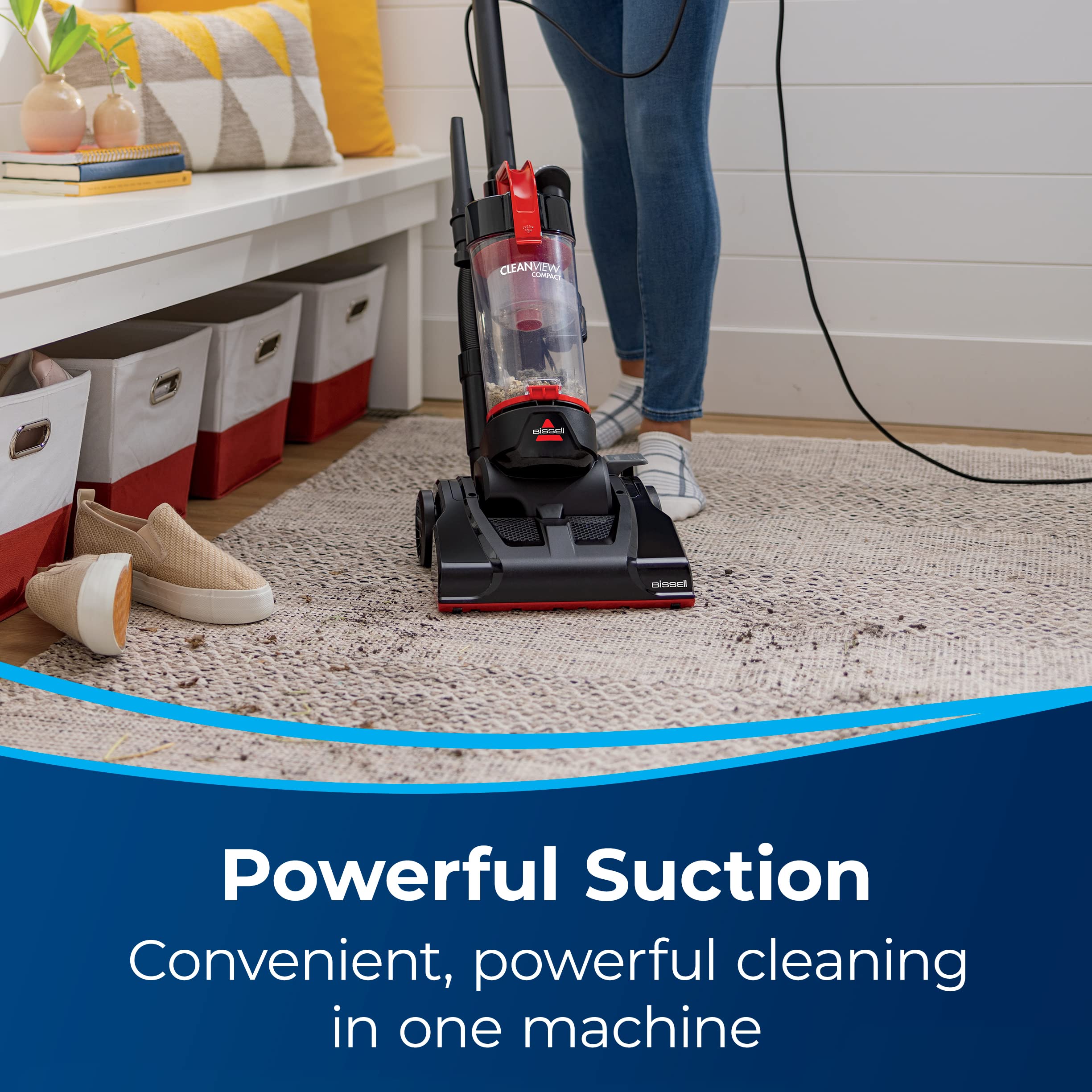 Bissell Cleanview Compact Upright Vacuum, Fits In Dorm Rooms & Apartments, Lightweight With Powerful Suction And Removable Exten