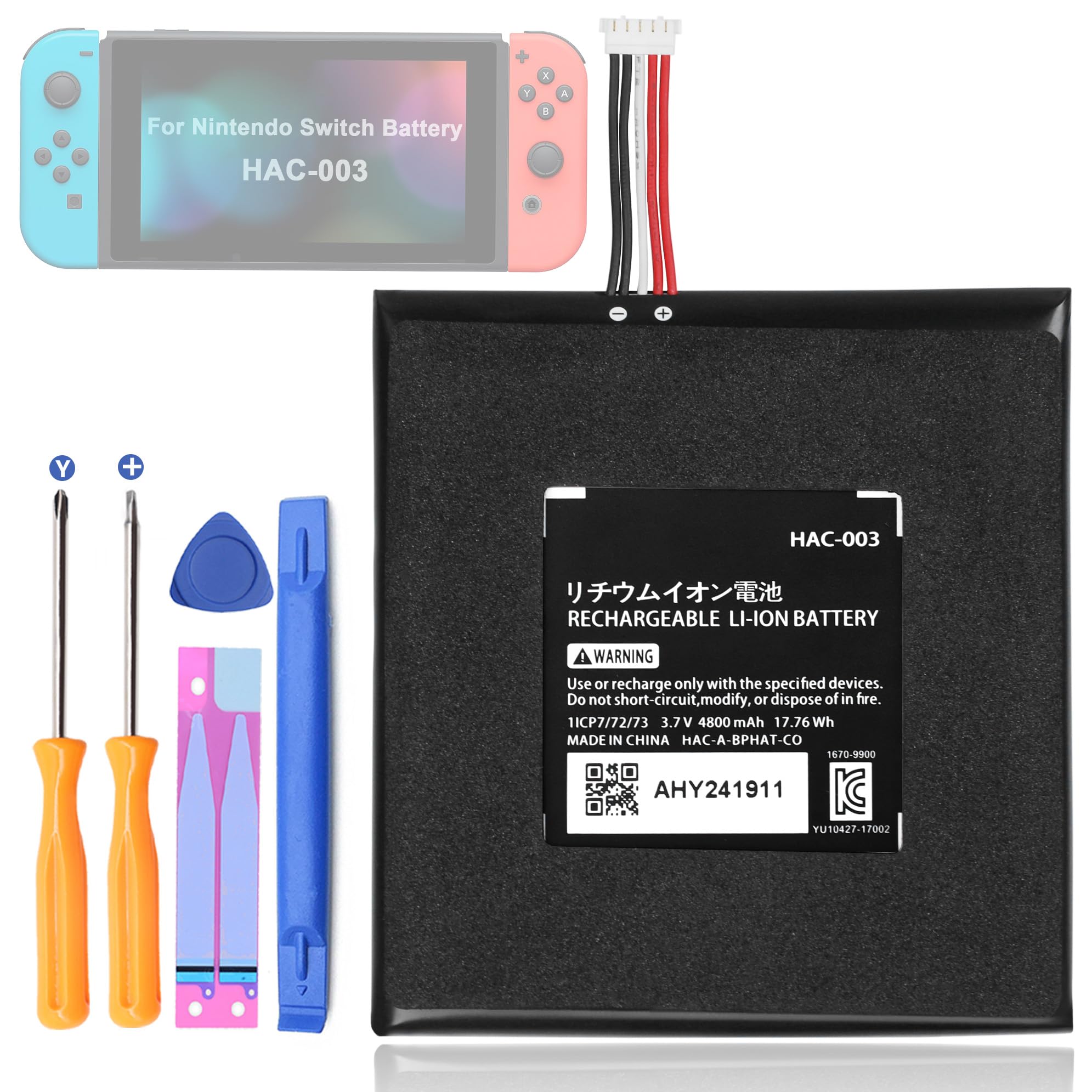 WRUMI for Nintendo Switch Battery Replacement Kit - for Nintendo Switch OLED Game Console 2017 HAC-003 HAC-001 Lithium Battery w