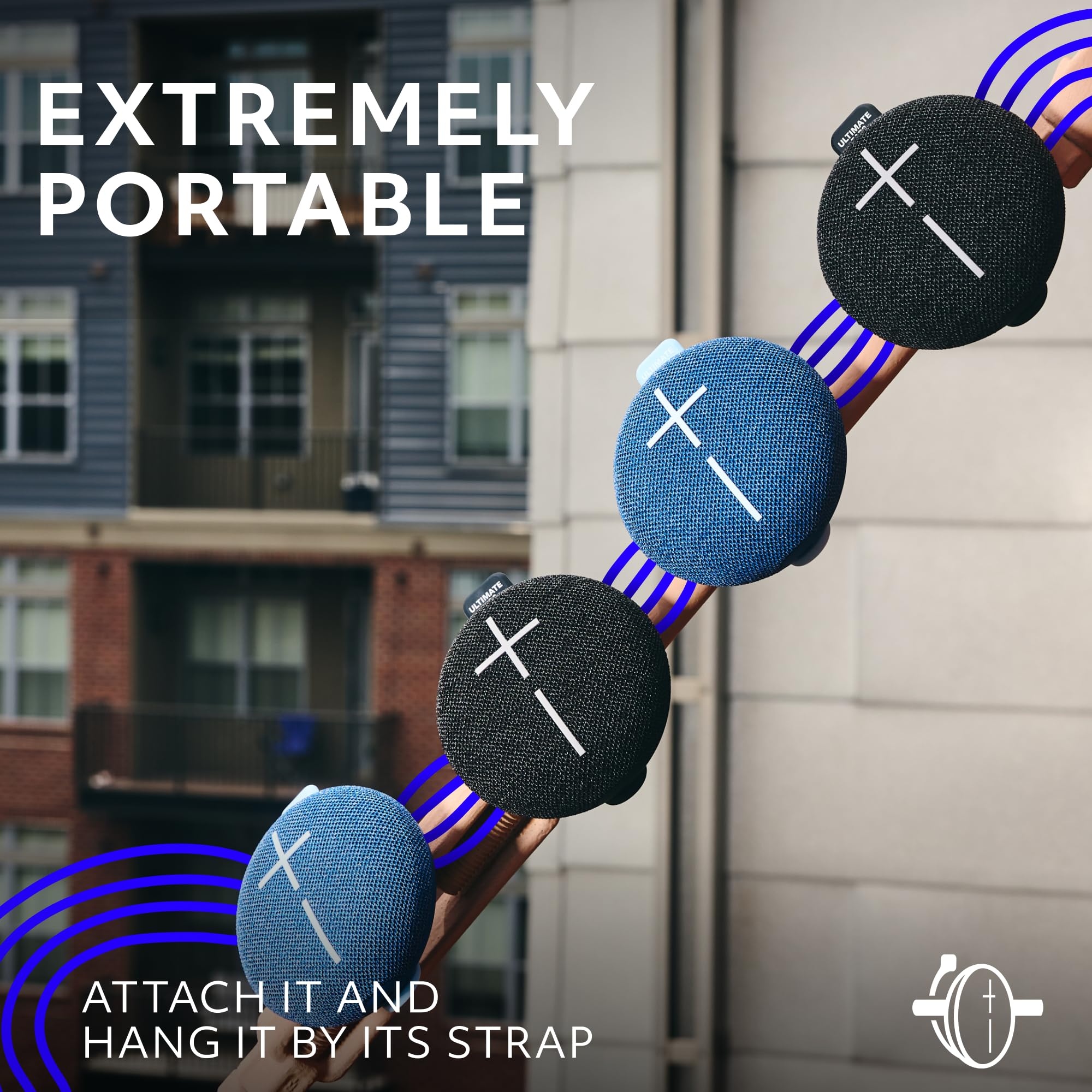 Ultimate Ears Miniroll Ultra Portable Waterproof Bluetooth Speaker, Big Bass, Ip67 Dustproof, 131 Ft (40 M) Range   Majestic Blu