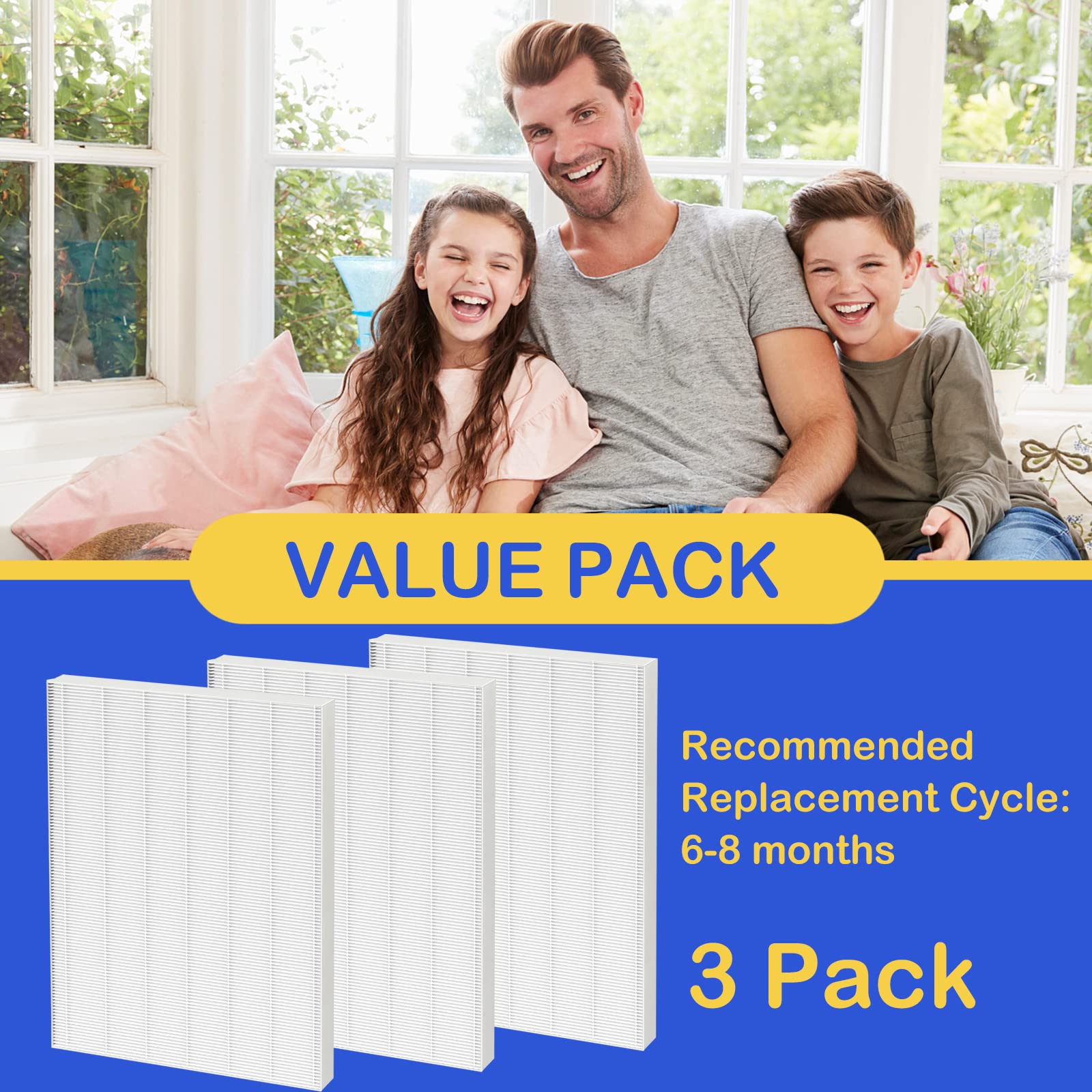 3 Pack D480 True Hepa D4 Replacement Filters Compatible With Winix D480 Air Cleaner Purifier, Item Number 1712 0100 00, Filter D