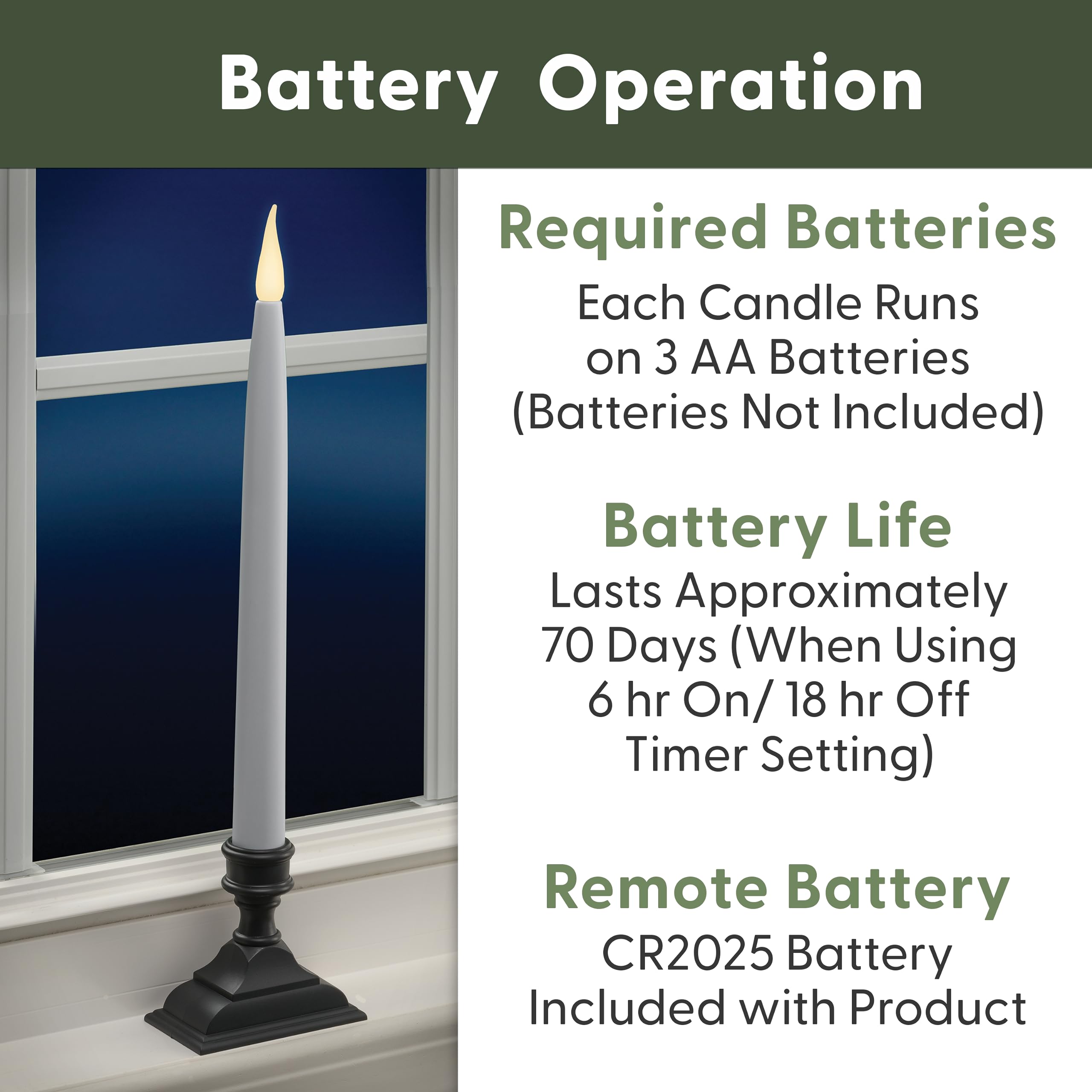 612 Vermont Battery Operated Led Window Candles With Timer, Remote Control, Warm White Flicker Or Steady On, Vtr1660A 4 (Pack Of