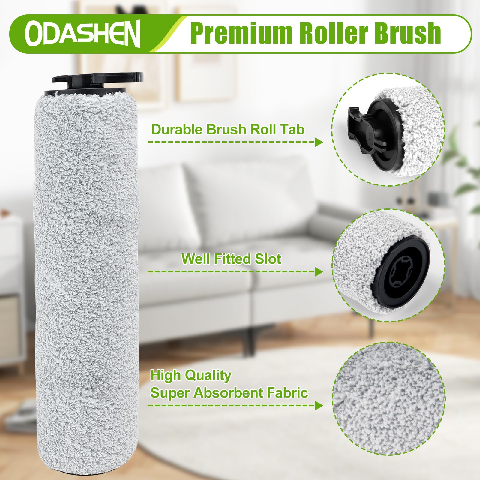 Odashen 4Pcs Vacuum Cleaner Brush Roll Filter Replacement Parts For Bissell Crosswave Hf2/3845N/3831 Floor Scrubber, 2 Brush Rol