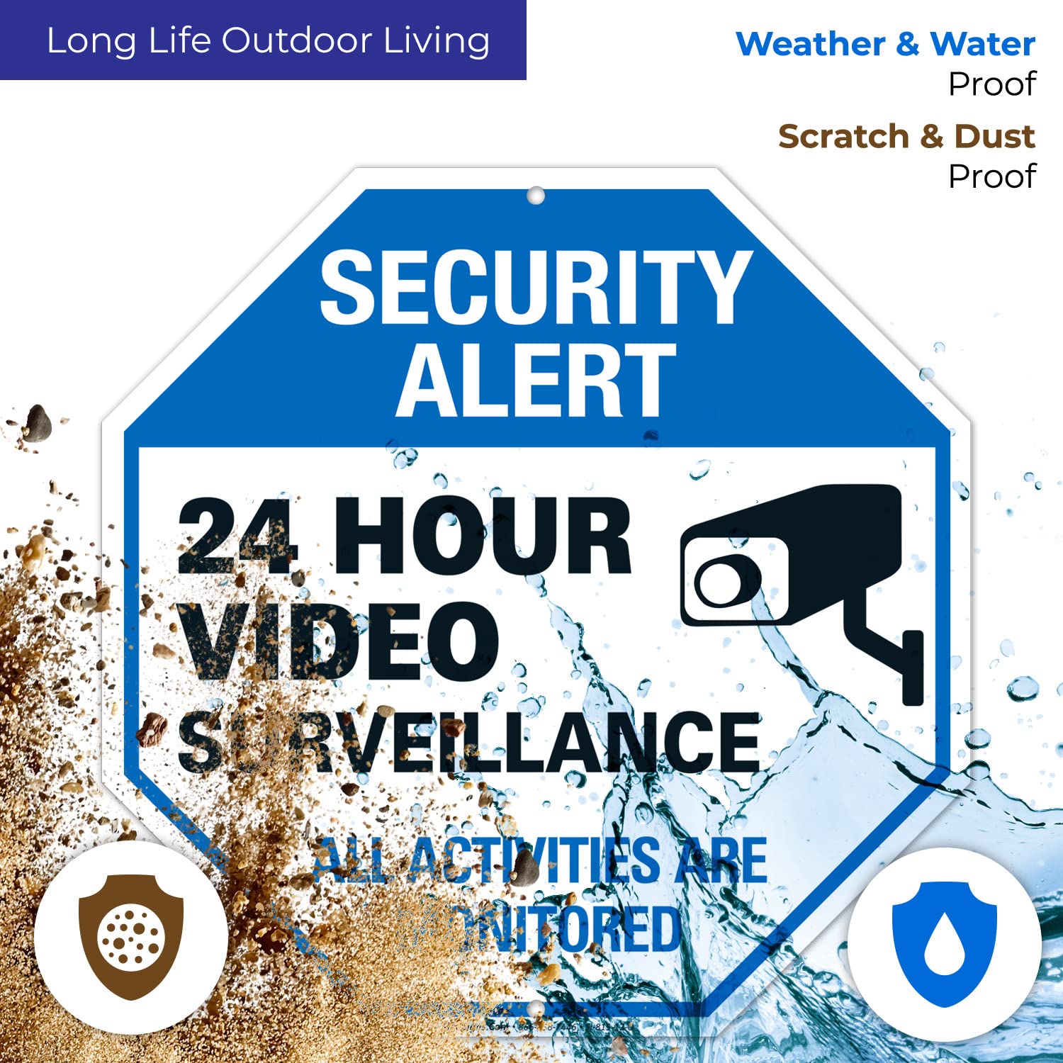 Sigo Signs, Video Surveillance Sign Outdoor | 24 Hour Cctv Camera Surveillance Sign, Large 12X12 Rust Free Premium Aluminum, Wea