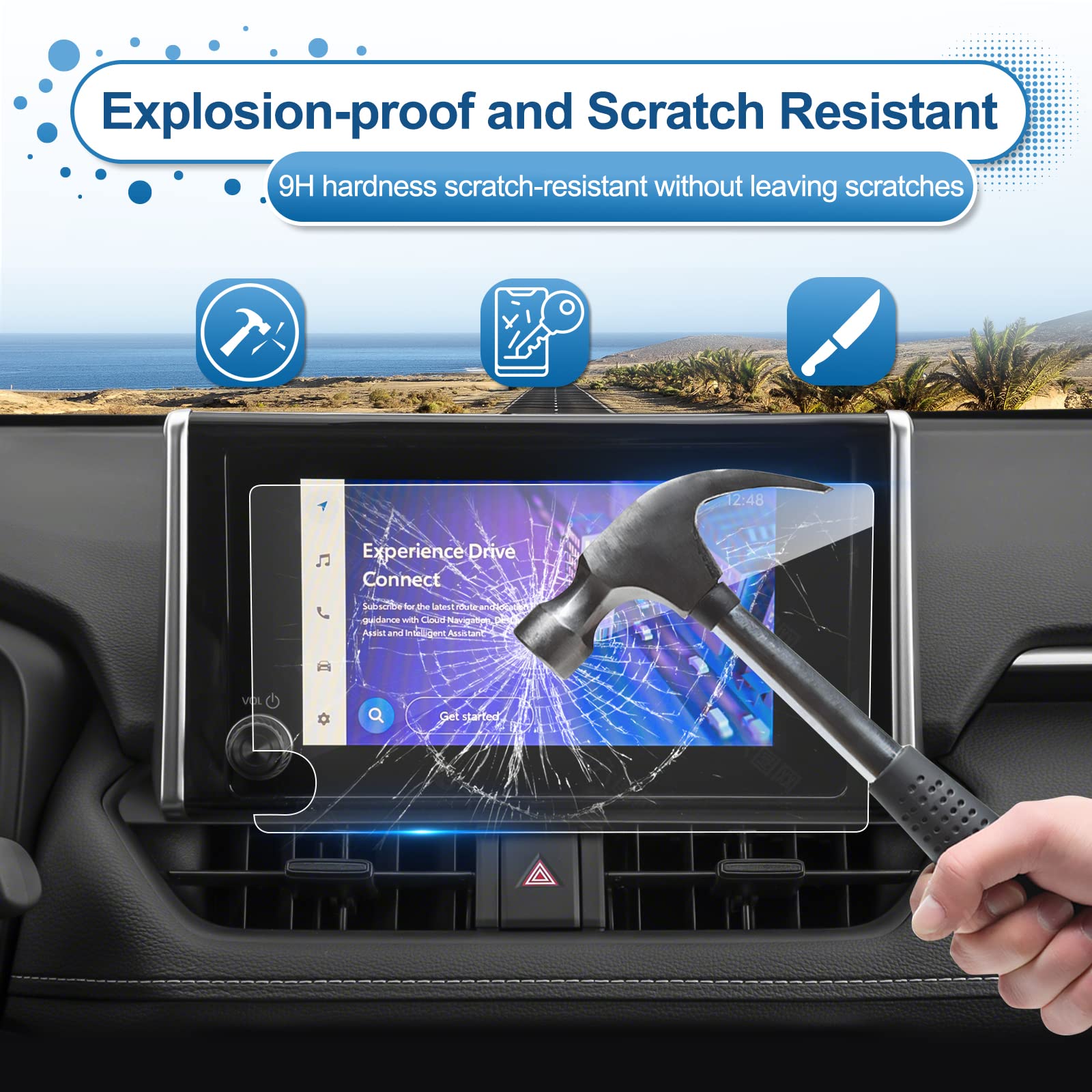 Coleya 2023 2024 Rav4/Rav4 Hybrid Screen Protector For Toyota Rav4 (Le/Xle/Adventure/Xle Premium/Se/Woodland Edition) 8 Inch Tou