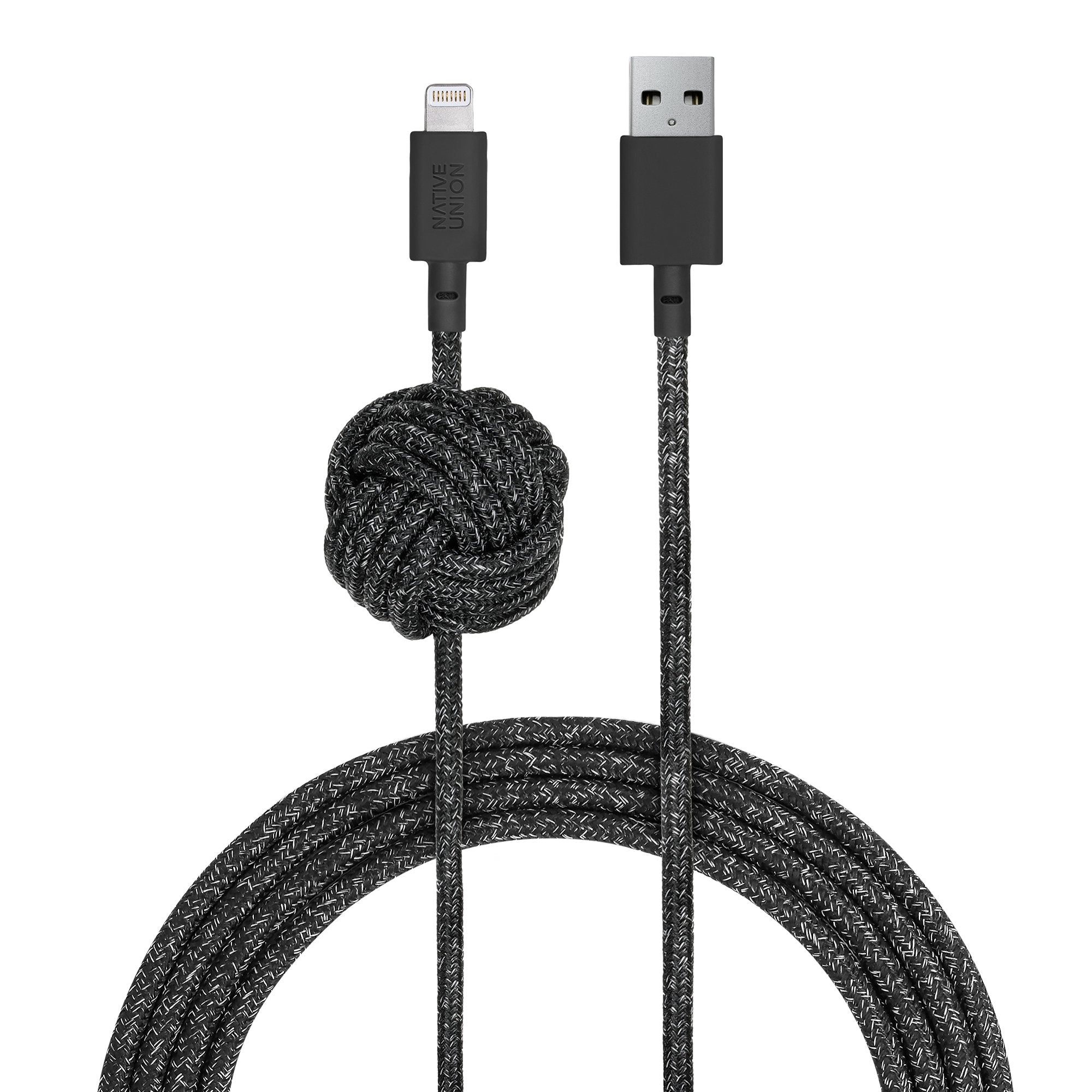 Native Union Night Cable - 10ft Ultra-Strong Reinforced [MFi Certified] Durable Lightning to USB-A Charging Cable with Weighted 