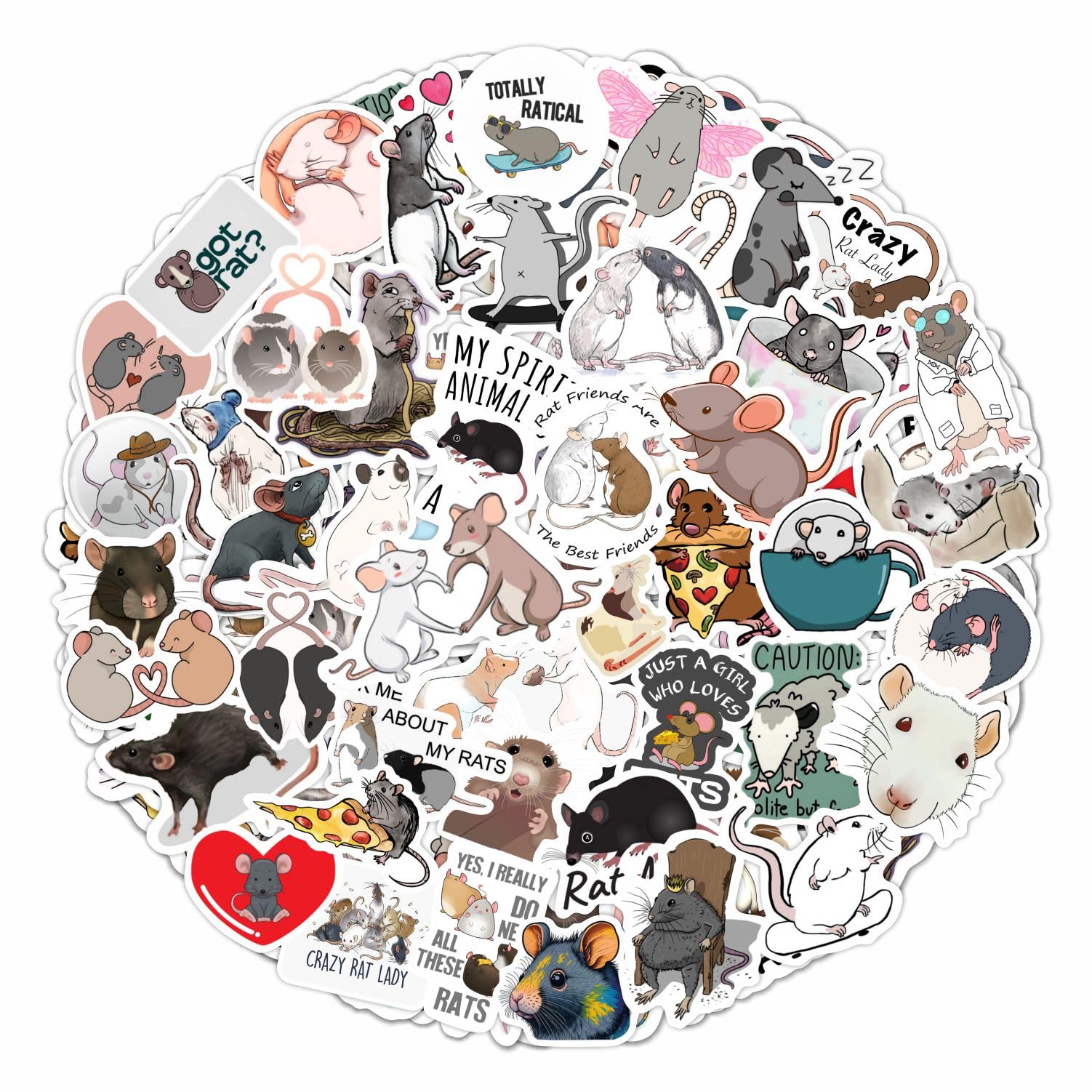 Rat Stickers For Water Bottle And Laptop   Rat Party Favors & Decorations, Waterproof Vinyl Decals, Cute Animal And Pet Stickers