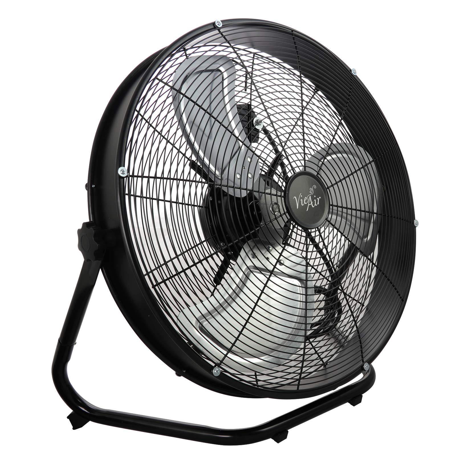 Vie Air Va 20W 20'' Industrial Floor Drum Fan With 3 Speed, 360 Tilt Head, Black